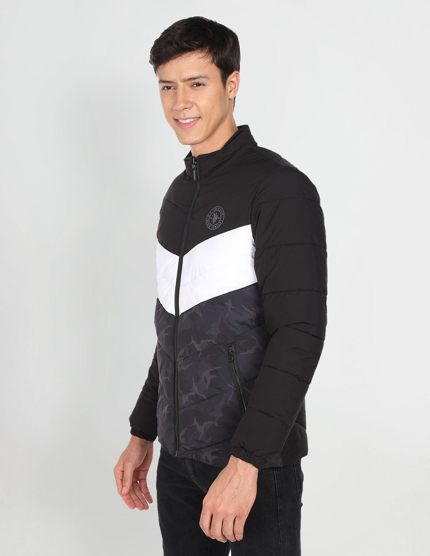 U.S. Polo Assn. Denim Co. High Neck Colour Block Padded Jacket