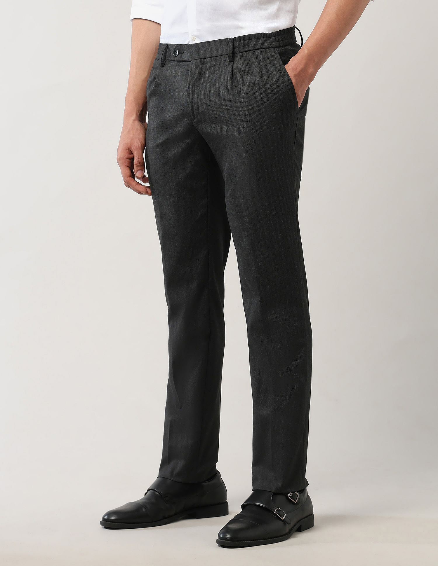 Arrow Textured Mid Rise Trousers