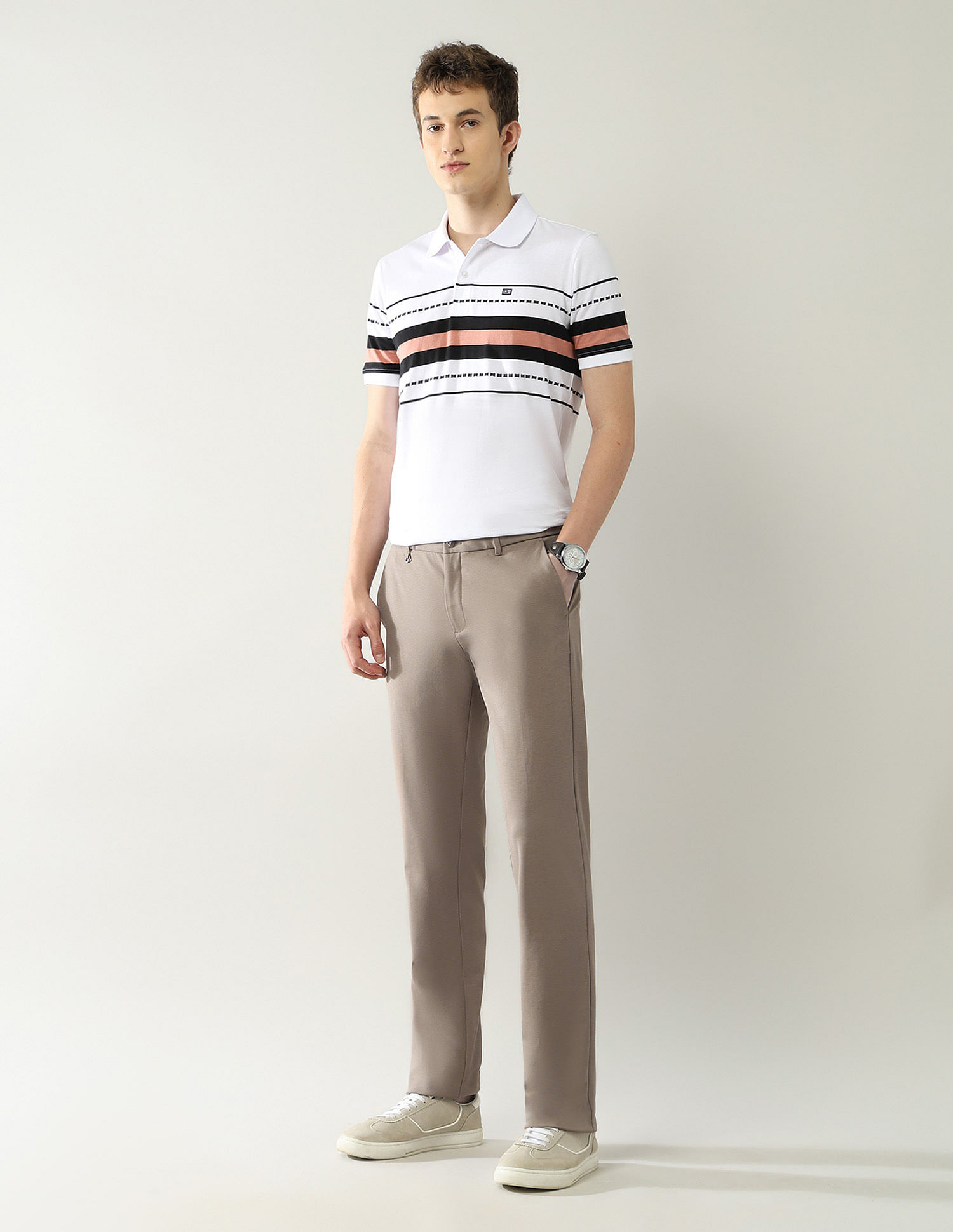 Arrow Newyork Mid Rise Knitted Autoflex Trousers