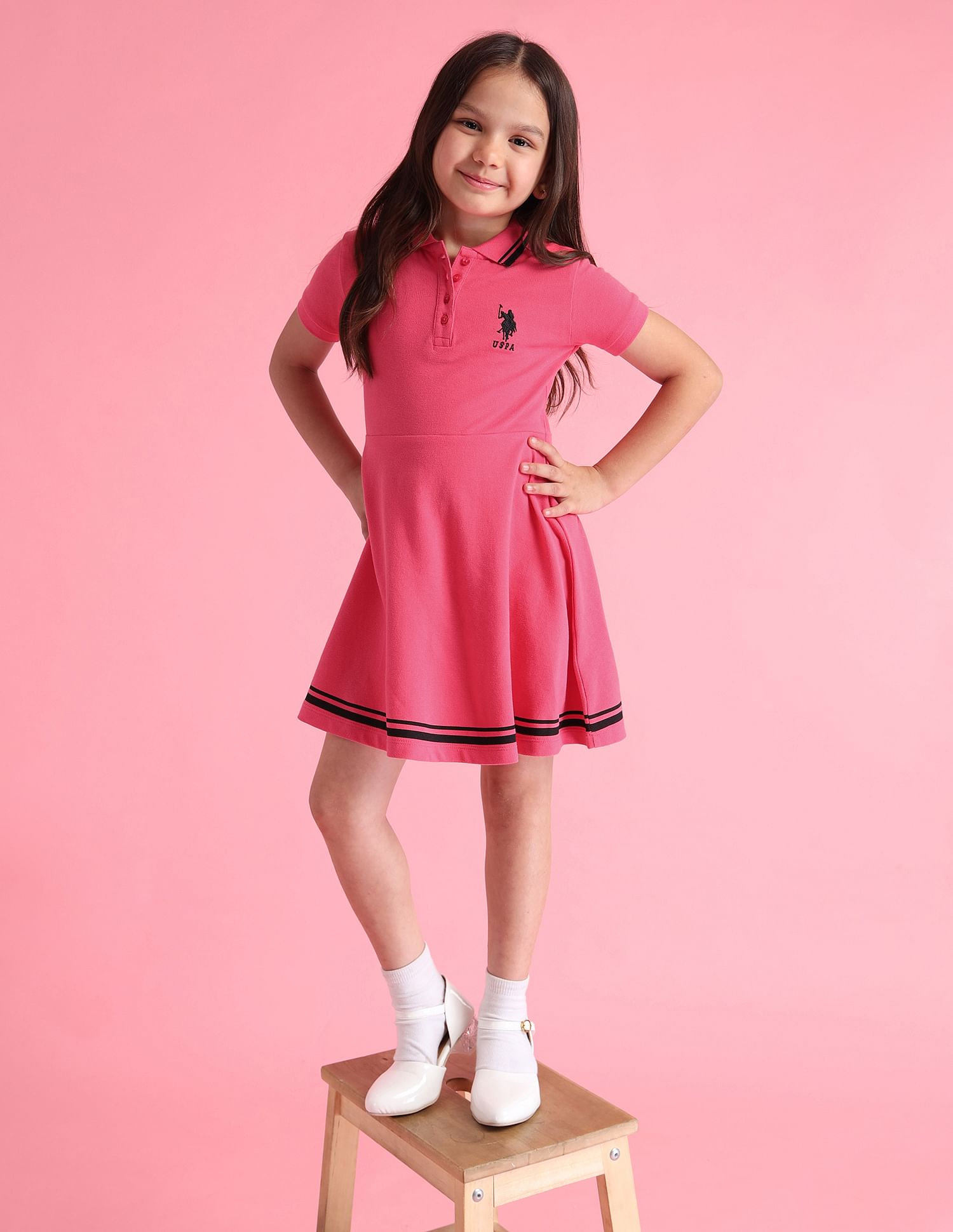 Buy U.S. Polo Assn. Kids Girls Tipped Collar Polo Dress NNNOW