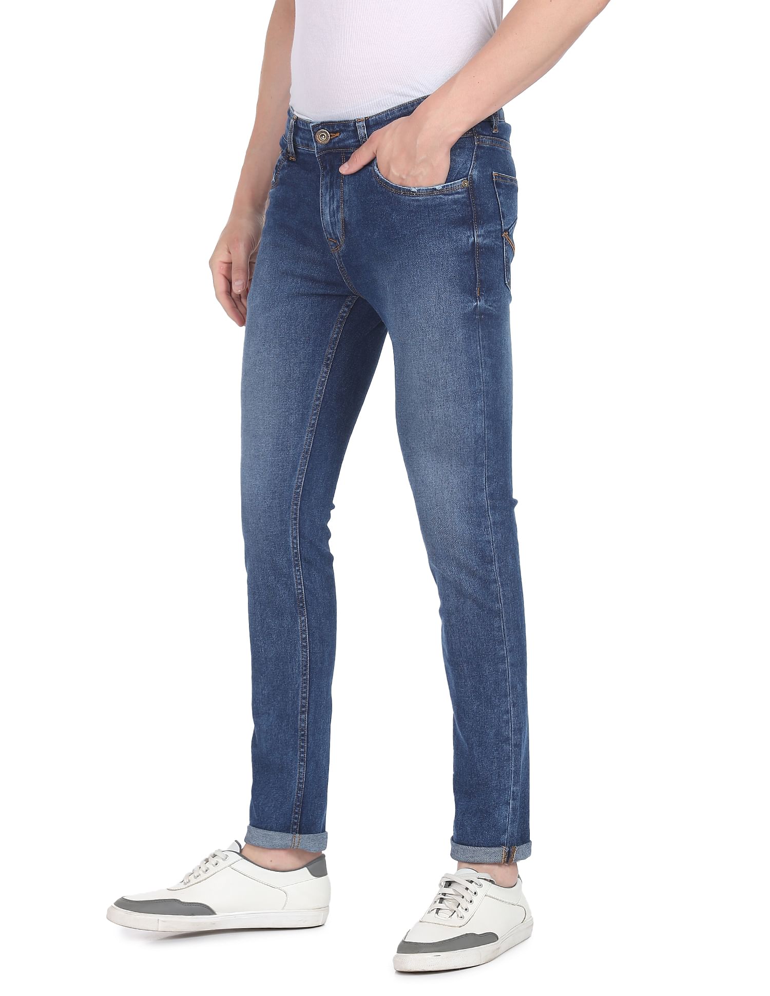 AD by Arvind Stone Wash Skinny Fit Stretch Jeans