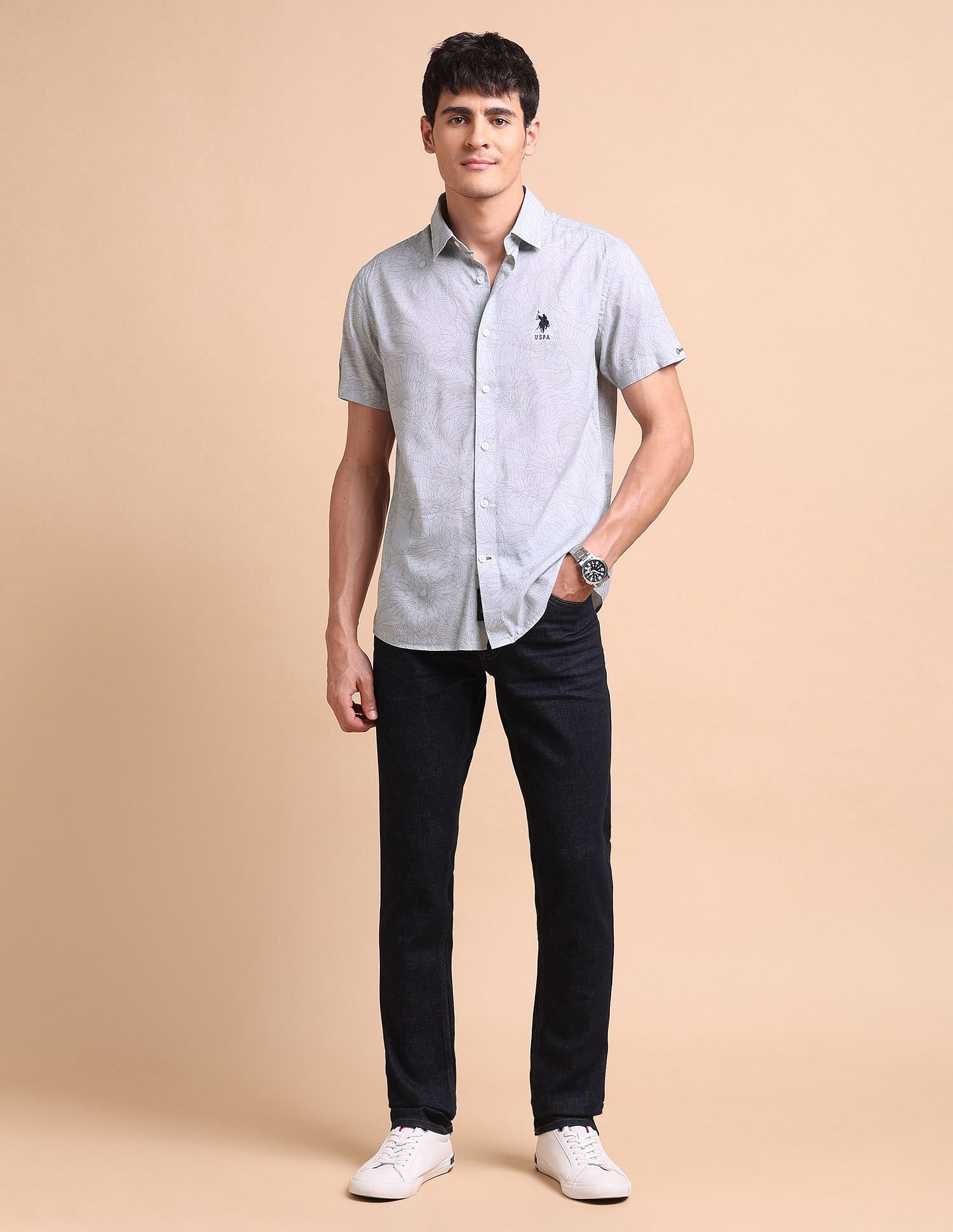 U.S. Polo Assn. Denim Co. Manhattan Slim Fit Floral Printed Shirt