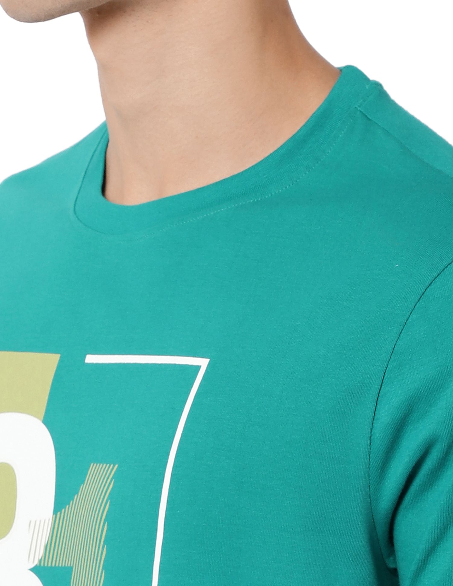 AD by Arvind Crew Neck Typographic Print Cotton T-Shirt