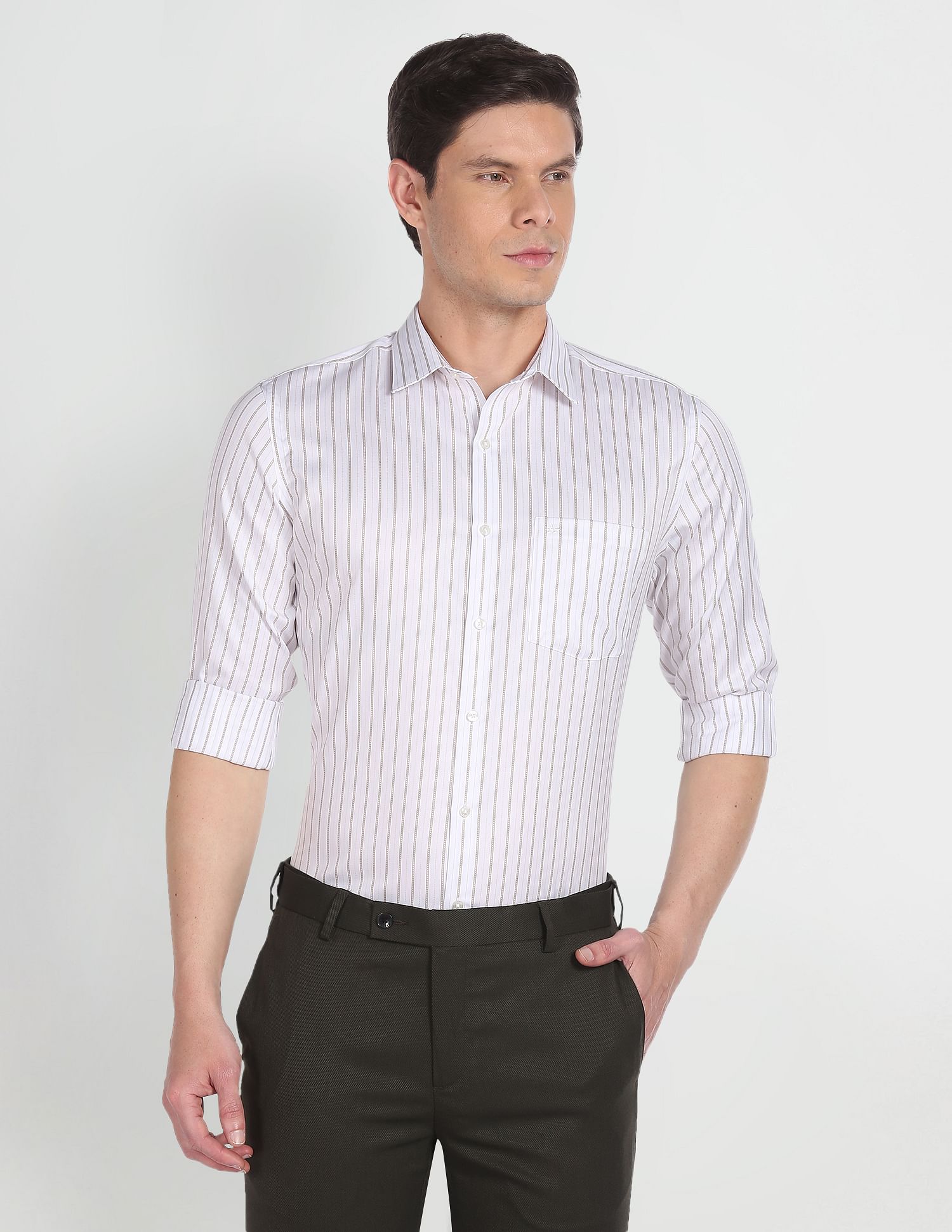 Arrow Vertical Stripe Auto Press Shirt