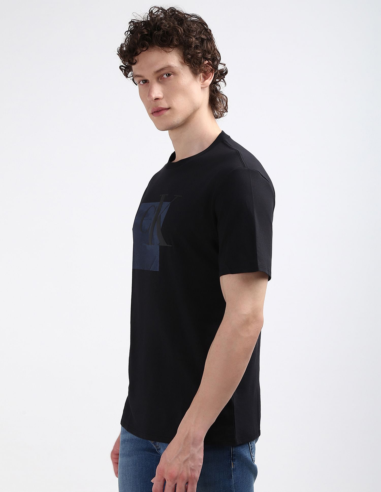 Calvin Klein Brand Print Cotton T-Shirt