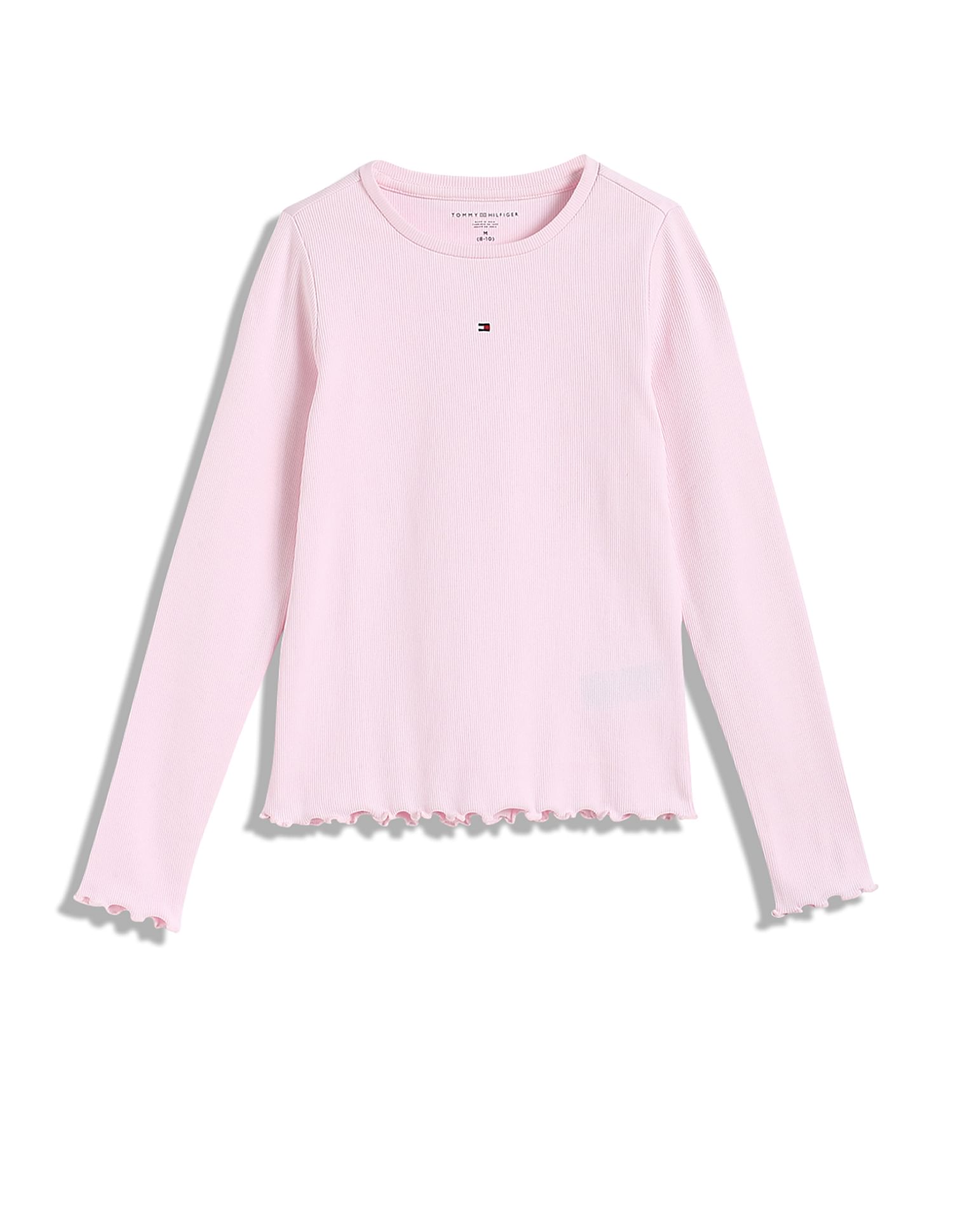 Tommy Hilfiger Kids Girls Round Neck Essential Rib T-Shirt
