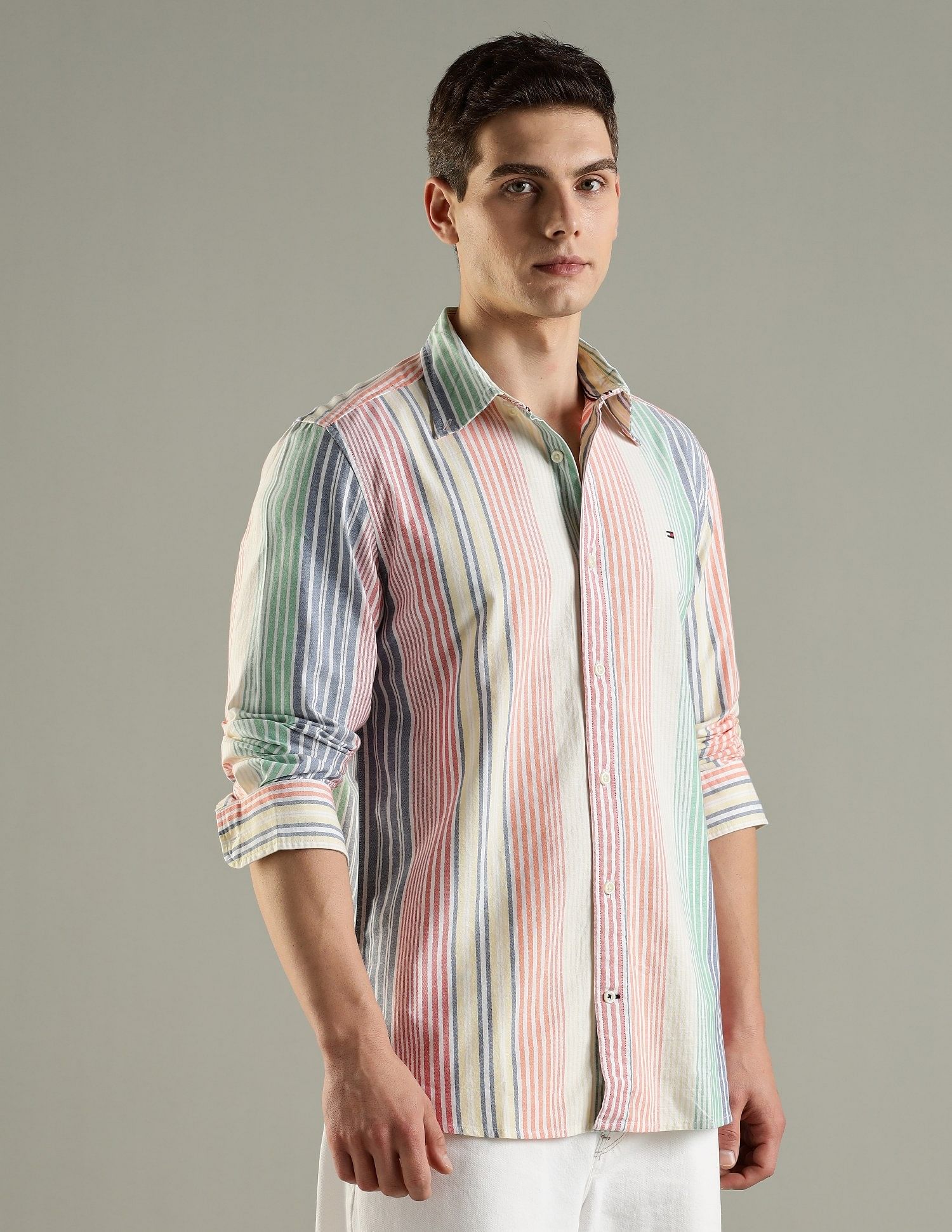 Tommy Hilfiger Striped Regular Fit Cotton Shirt