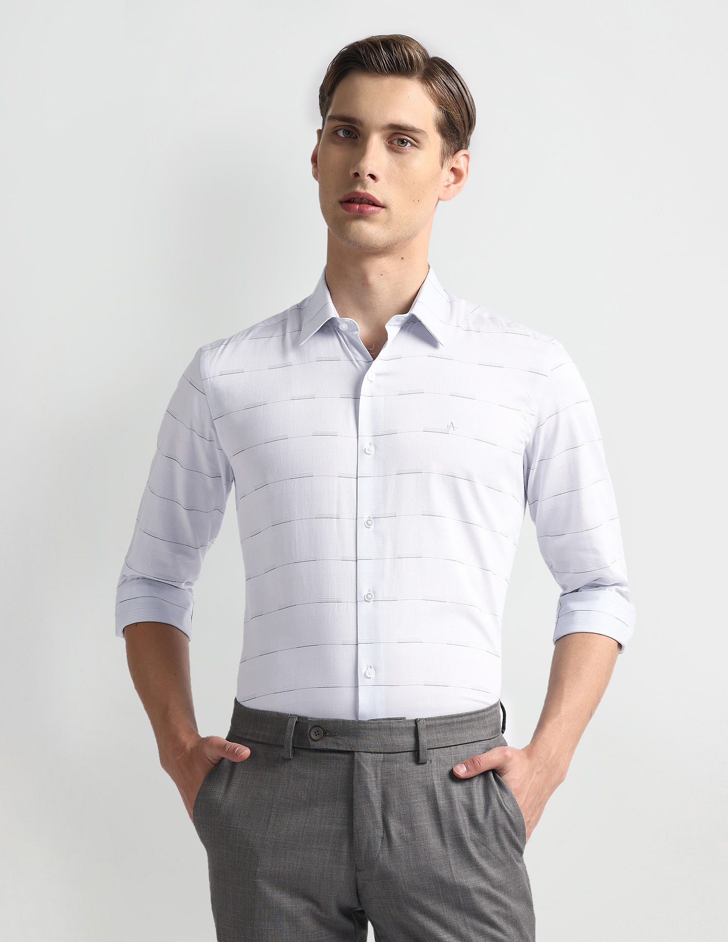 Arrow Newyork Horizontal Stripe Slim Fit Shirt