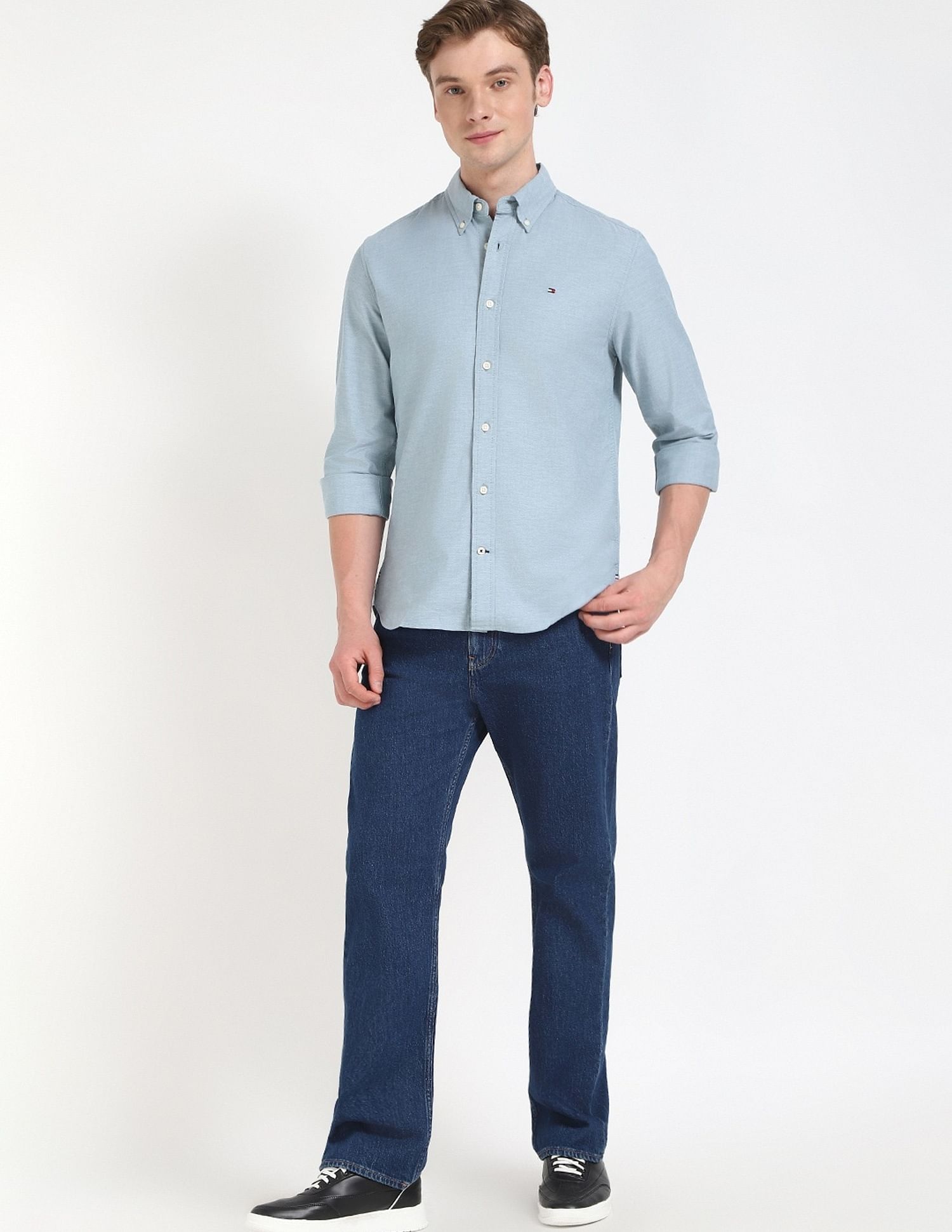 Tommy Hilfiger Solid Regular-Fit Cotton Shirt