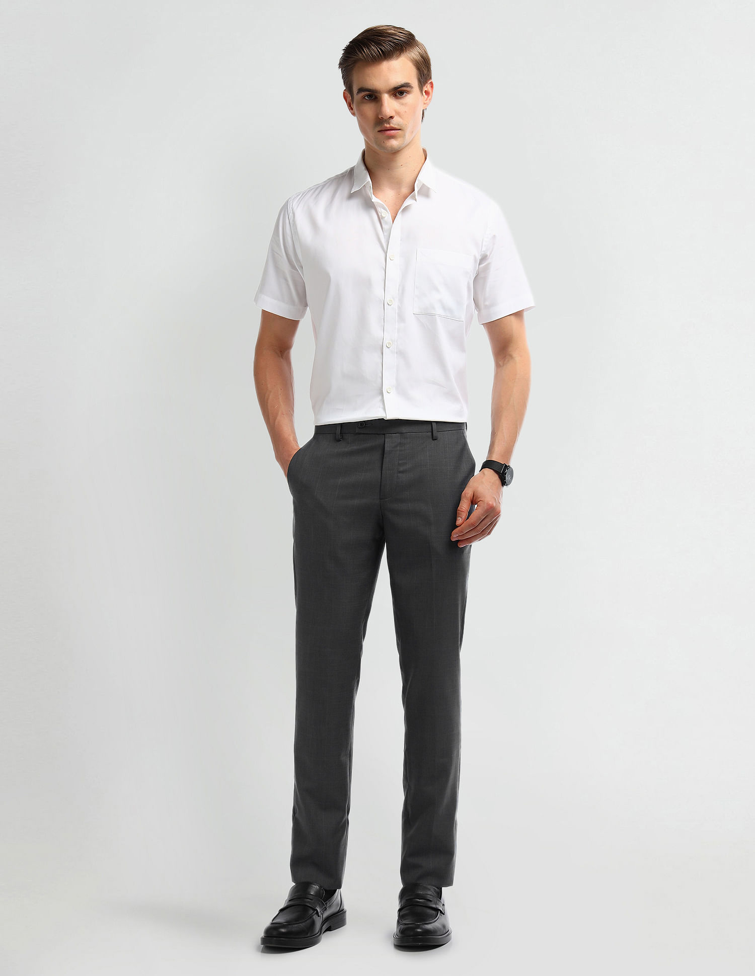 Arrow Mid Rise Carson Tapered Fit Trousers