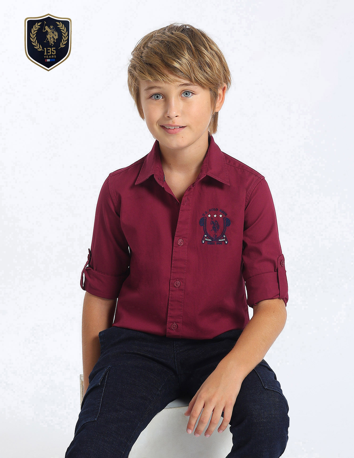U.S. Polo Assn. Kids Boys Solid Regular Fit Shirt