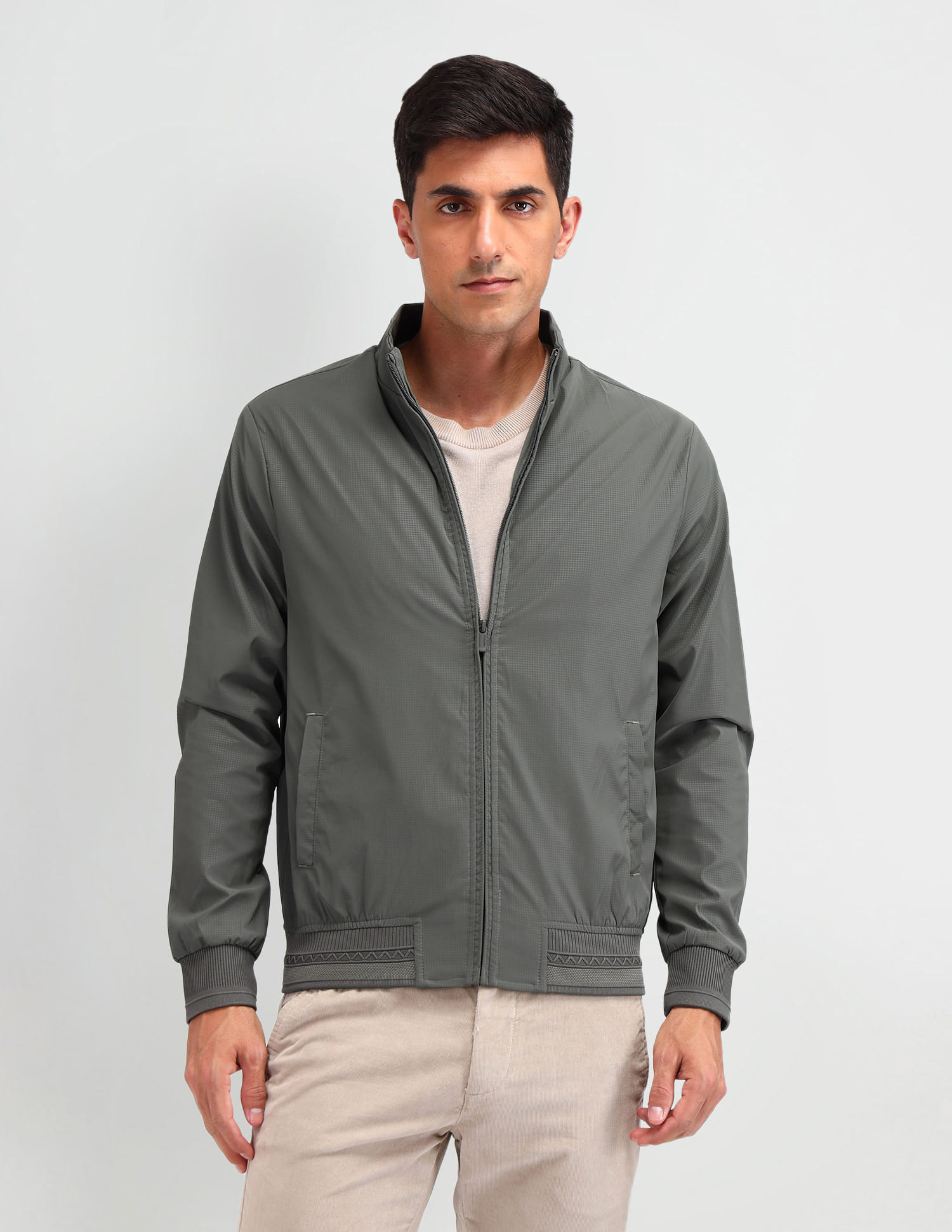 Buy Arrow Sport Solid Stand Collar Jacket - NNNOW.com
