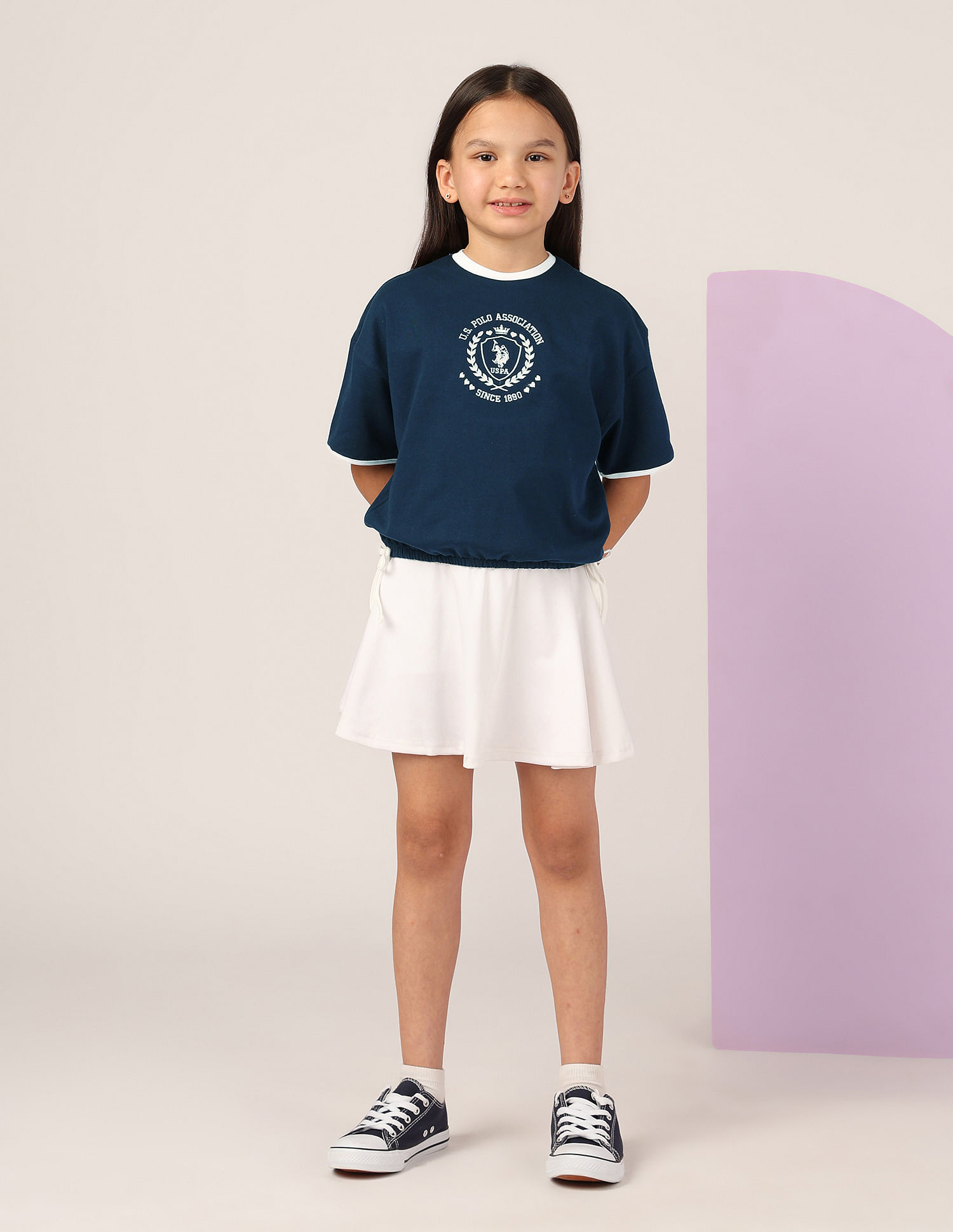 U.S. Polo Assn. Kids Girls Brand Printed T-Shirt