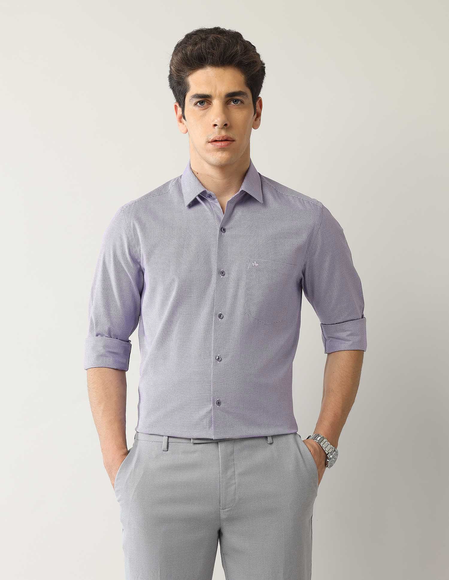 Arrow Textured Manhattan Slim Fit Shirt