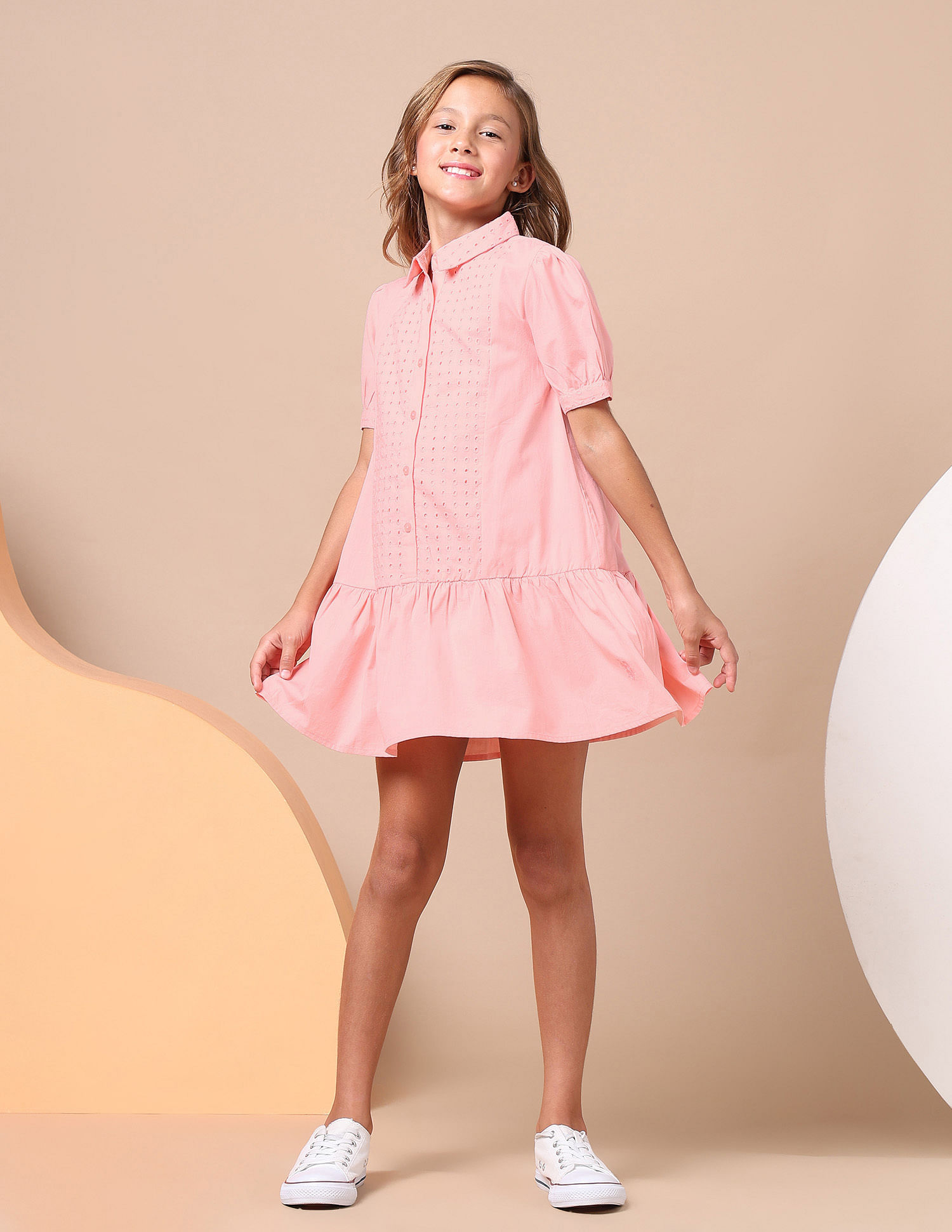 U.S. Polo Assn. Kids Girls Schiffli A-Line Mini Dress