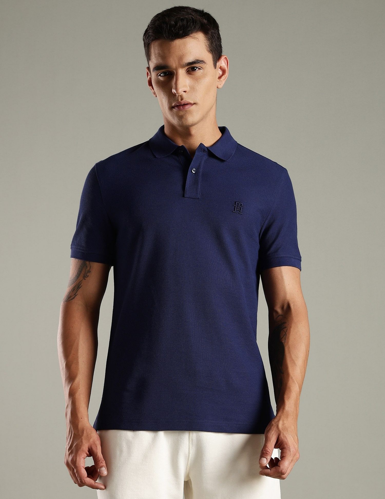 Tommy Hilfiger Embroidered Logo Regular Fit Cotton Polo T- Shirt
