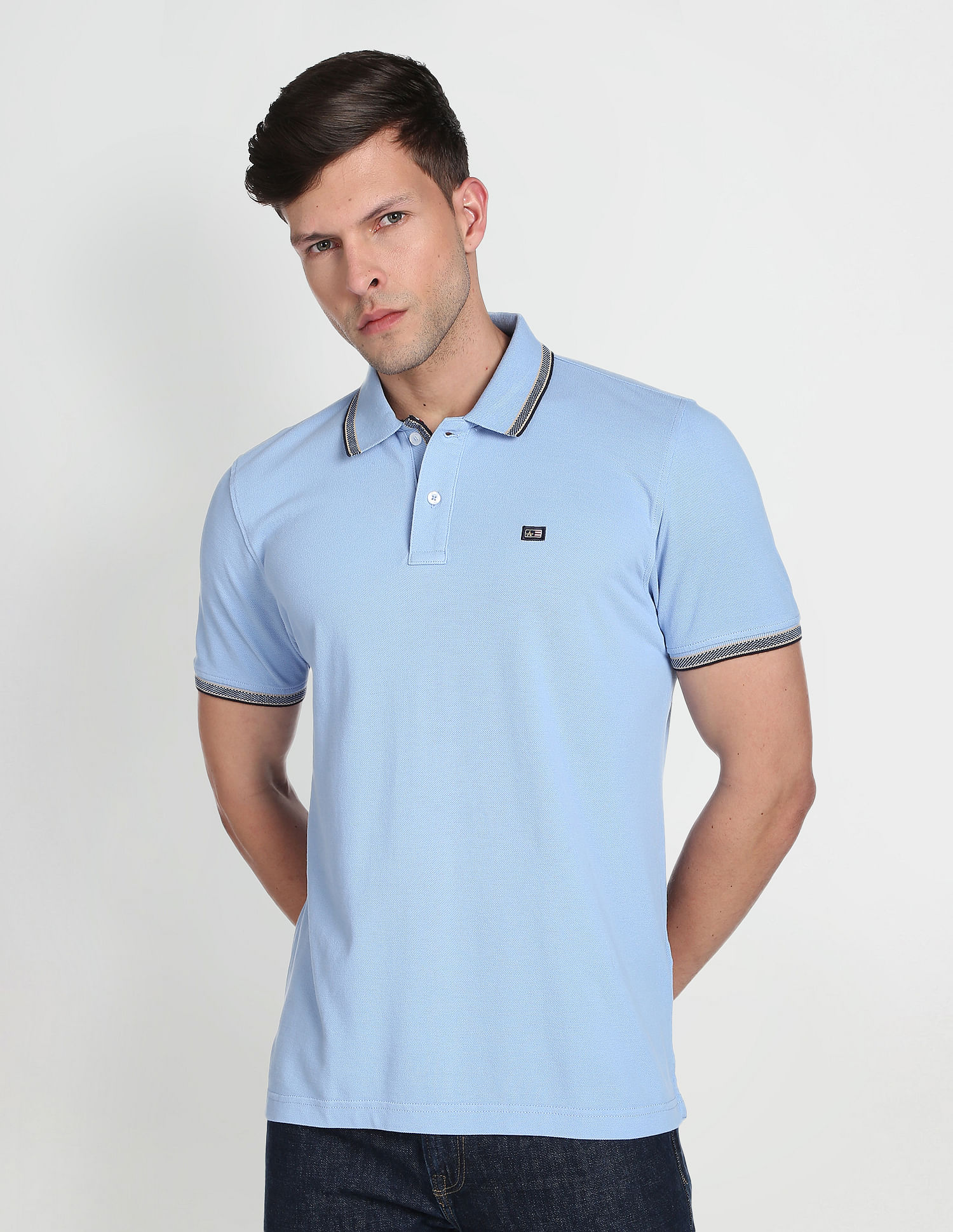 Arrow Sports Patterned Collar Polo Shirt