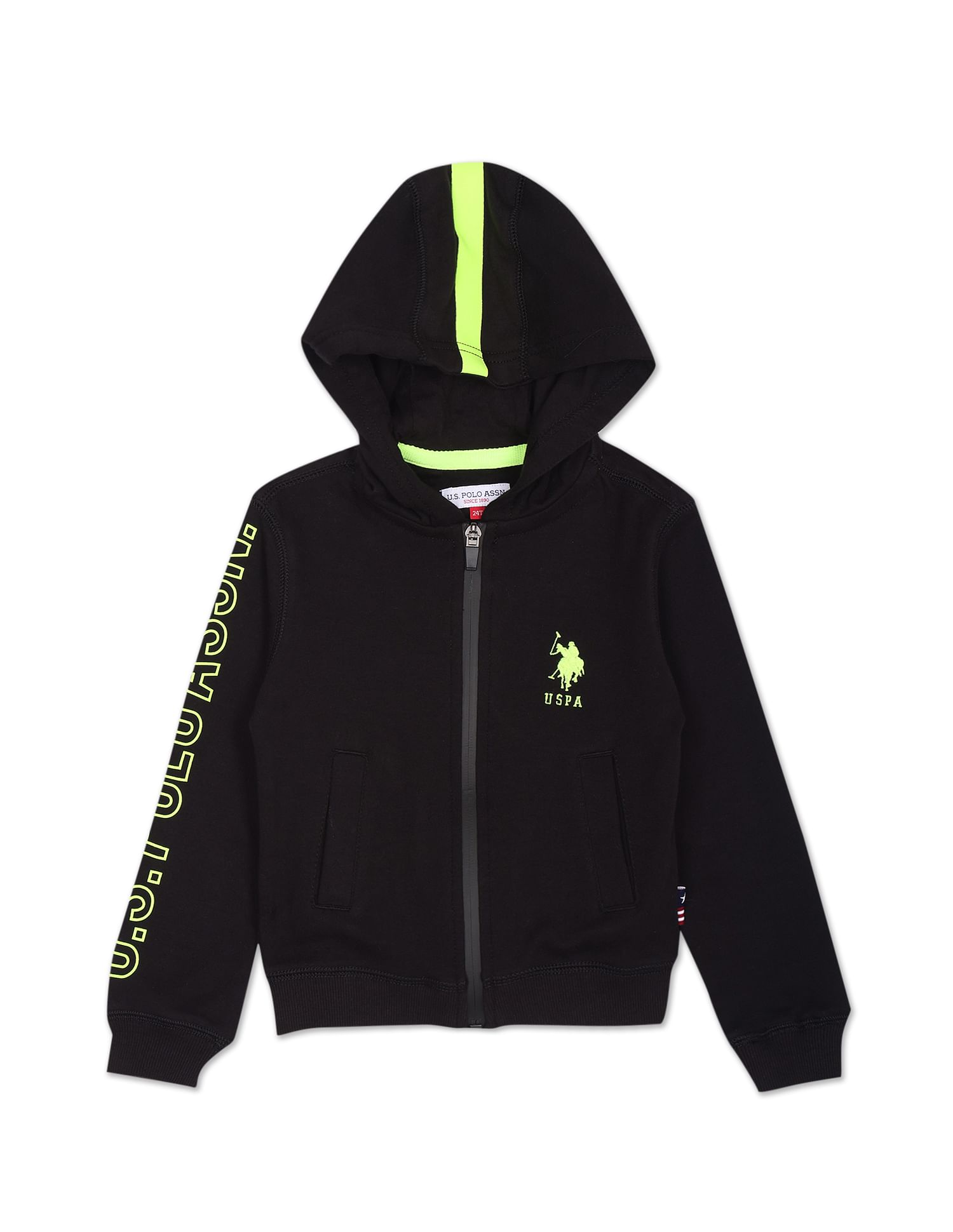 Buy U.S. Polo Assn. Kids Hooded Zip Up Brand Print Cotton Sweatshirt -  NNNOW.com