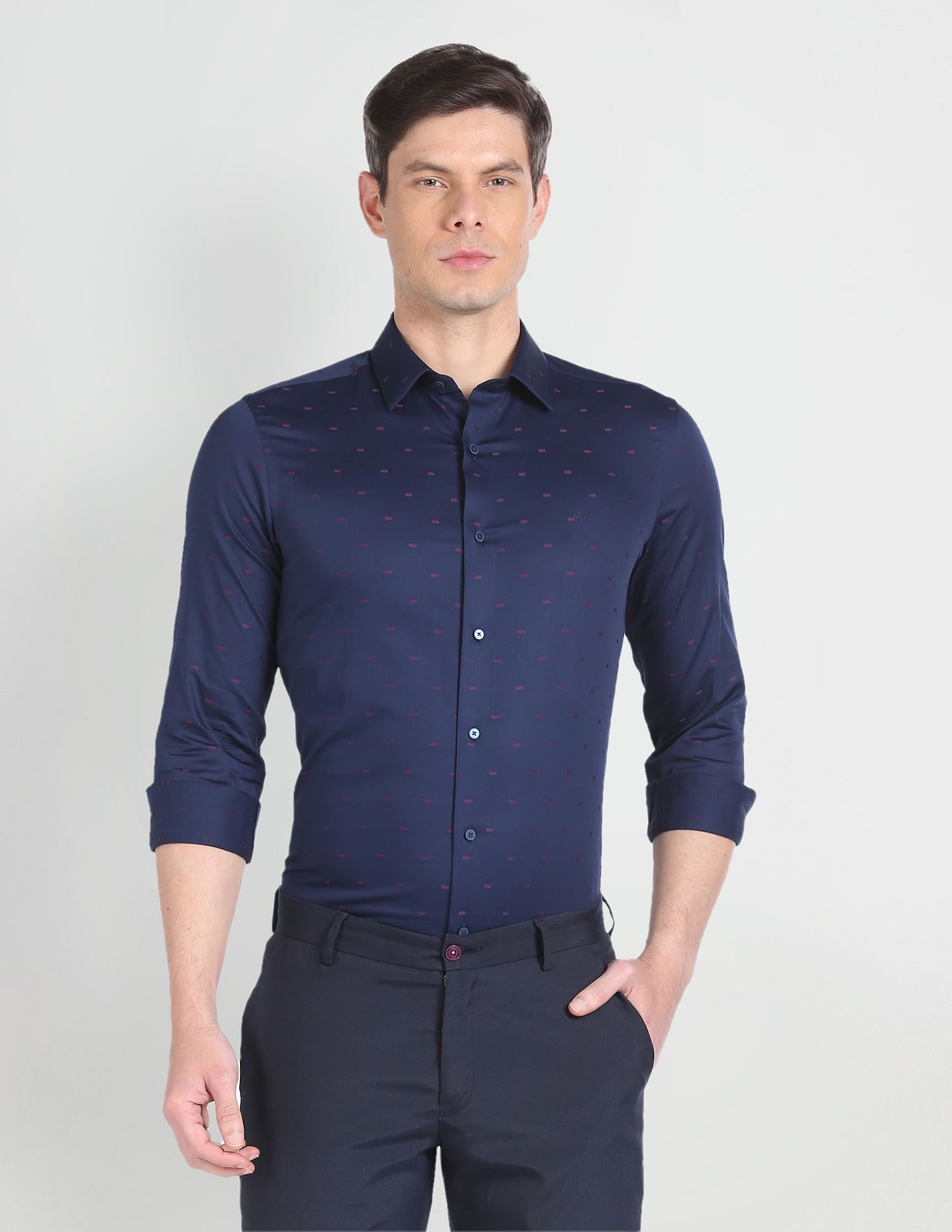 Arrow Newyork Manhattan Slim Self Design Shirt