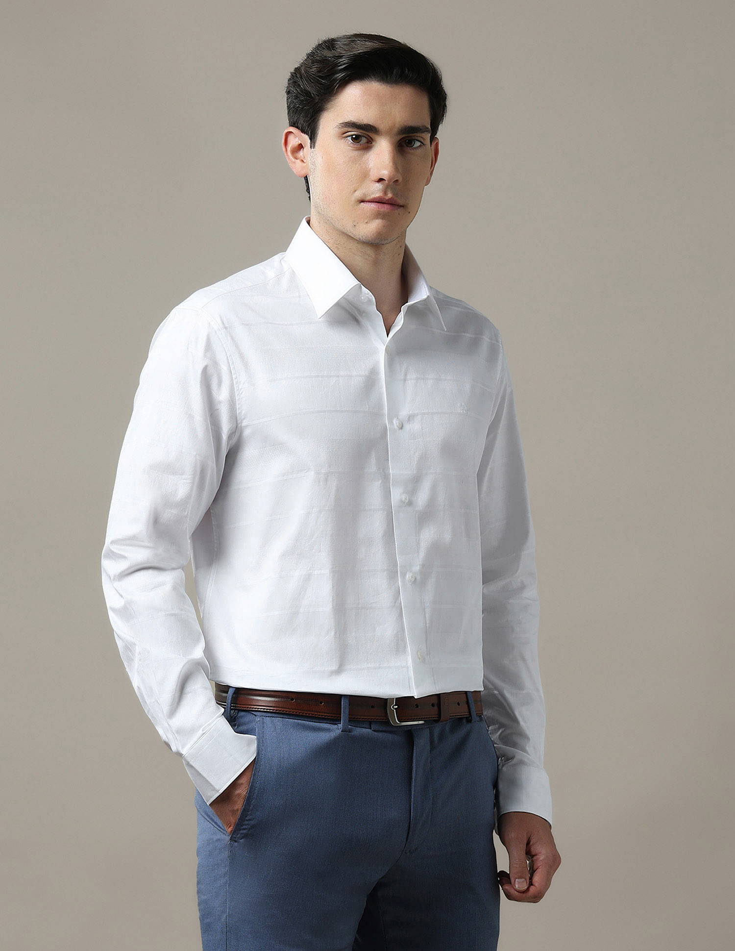 Arrow Horizontal Striped Tailored Fit 1851 Shirt