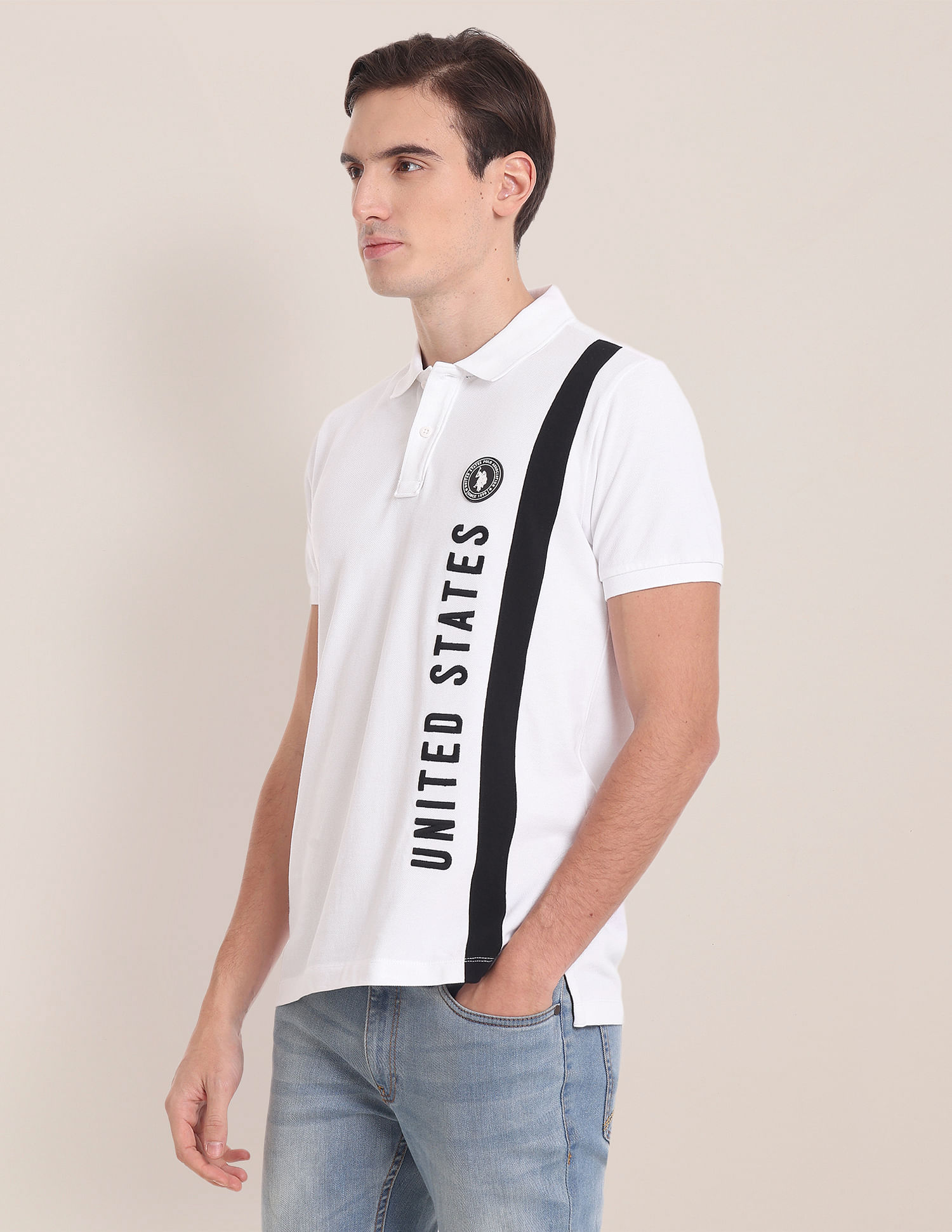U.S. Polo Assn. Vertical Stripe Embroidered Logo Polo Shirt