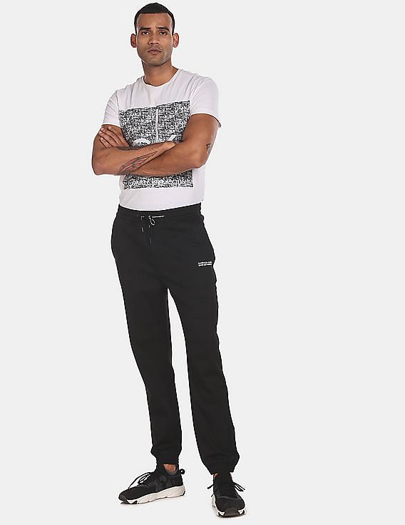 Calvin Klein Men Black Premium Regular Solid Joggers