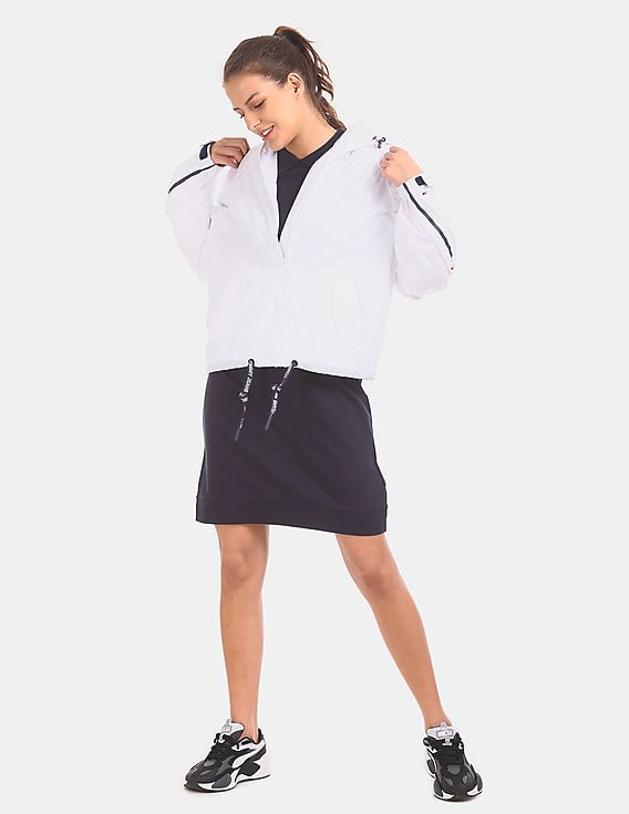 Buy Tommy Hilfiger Women White Branded Sleeves Windbreaker