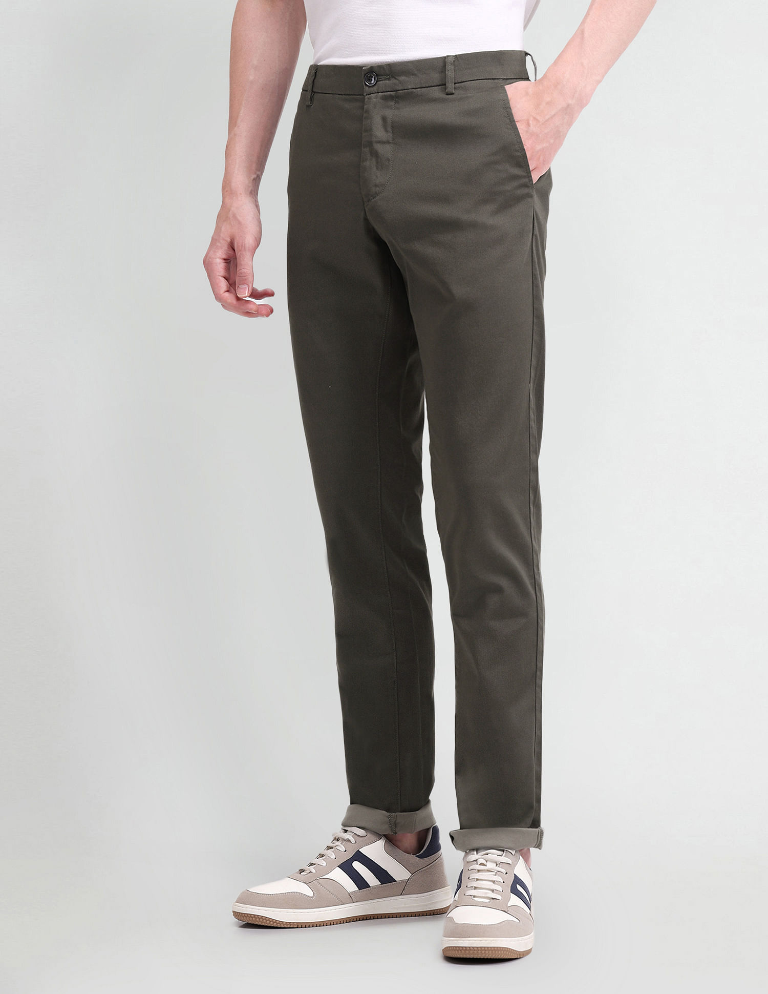 Arrow Sport Slim Fit Solid Trousers