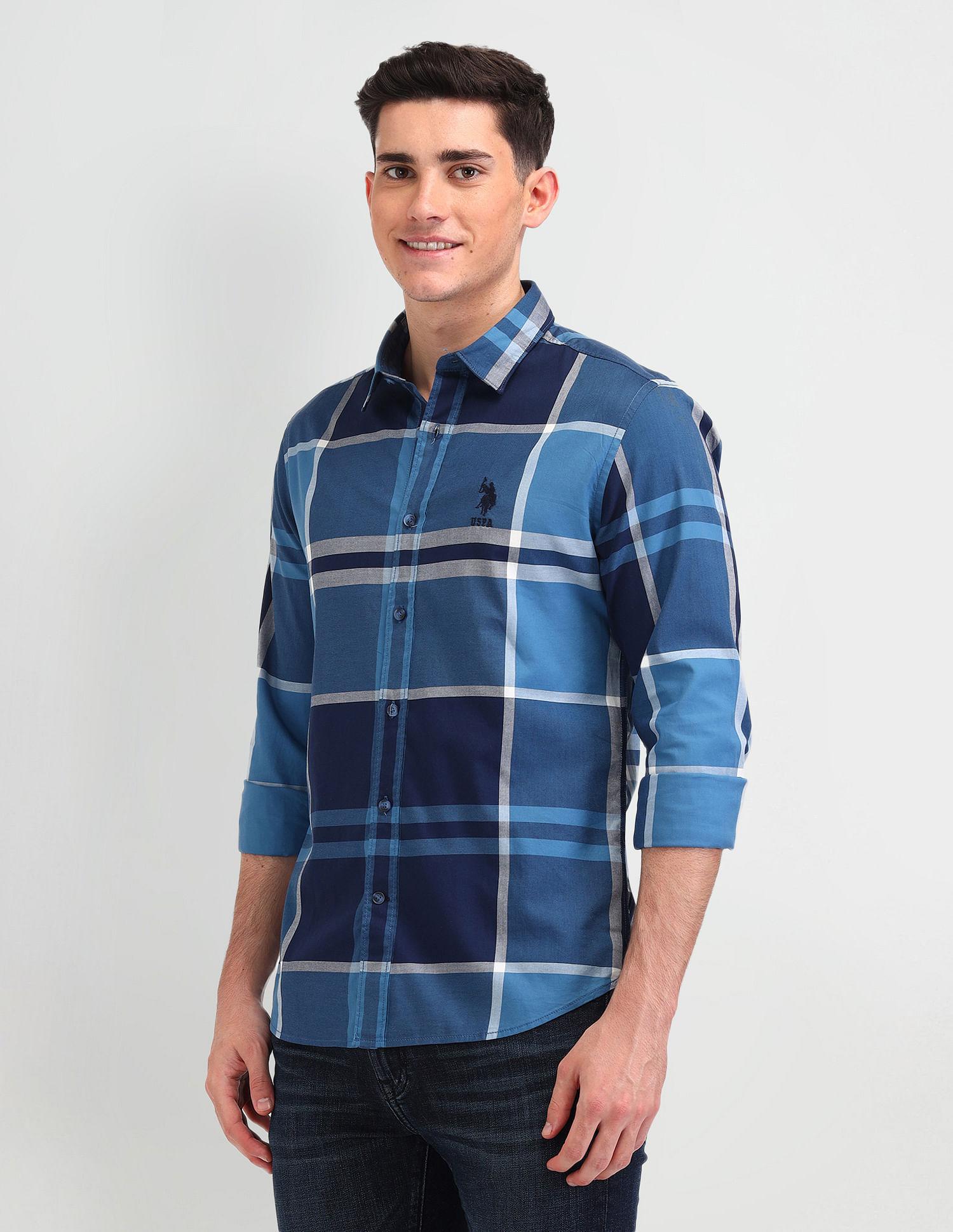 U.S. Polo Assn. Denim Co. Grid Tattersall Checked Slim Fit Shirt