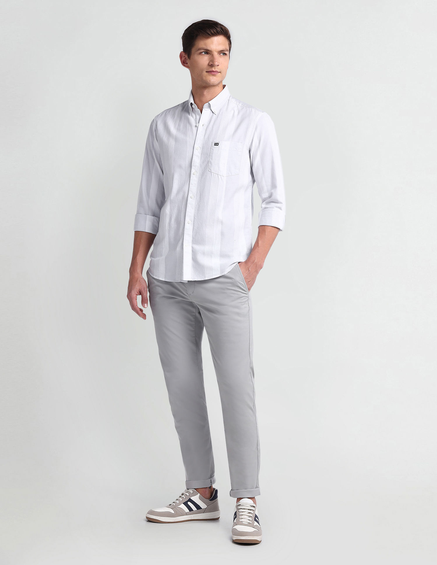 Arrow Sport Vertical Stripe Cotton Shirt
