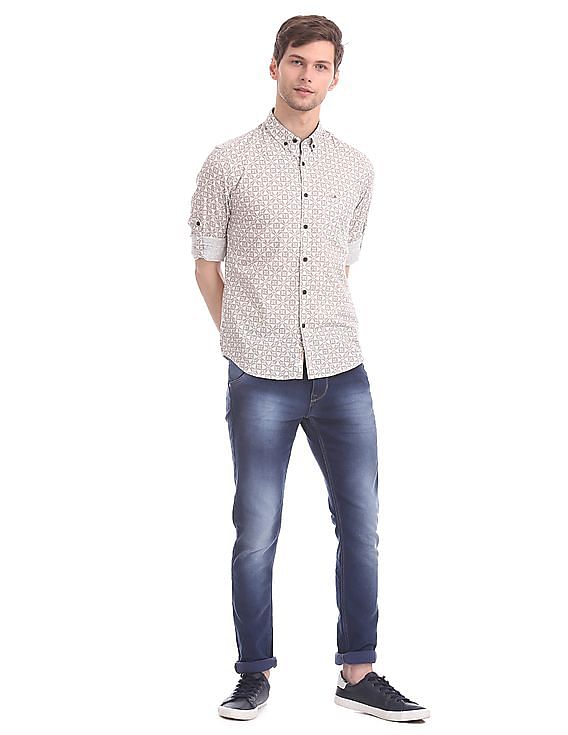 U.S. Polo Assn. Denim Co. Button Down Collar Geometric Print Shirt