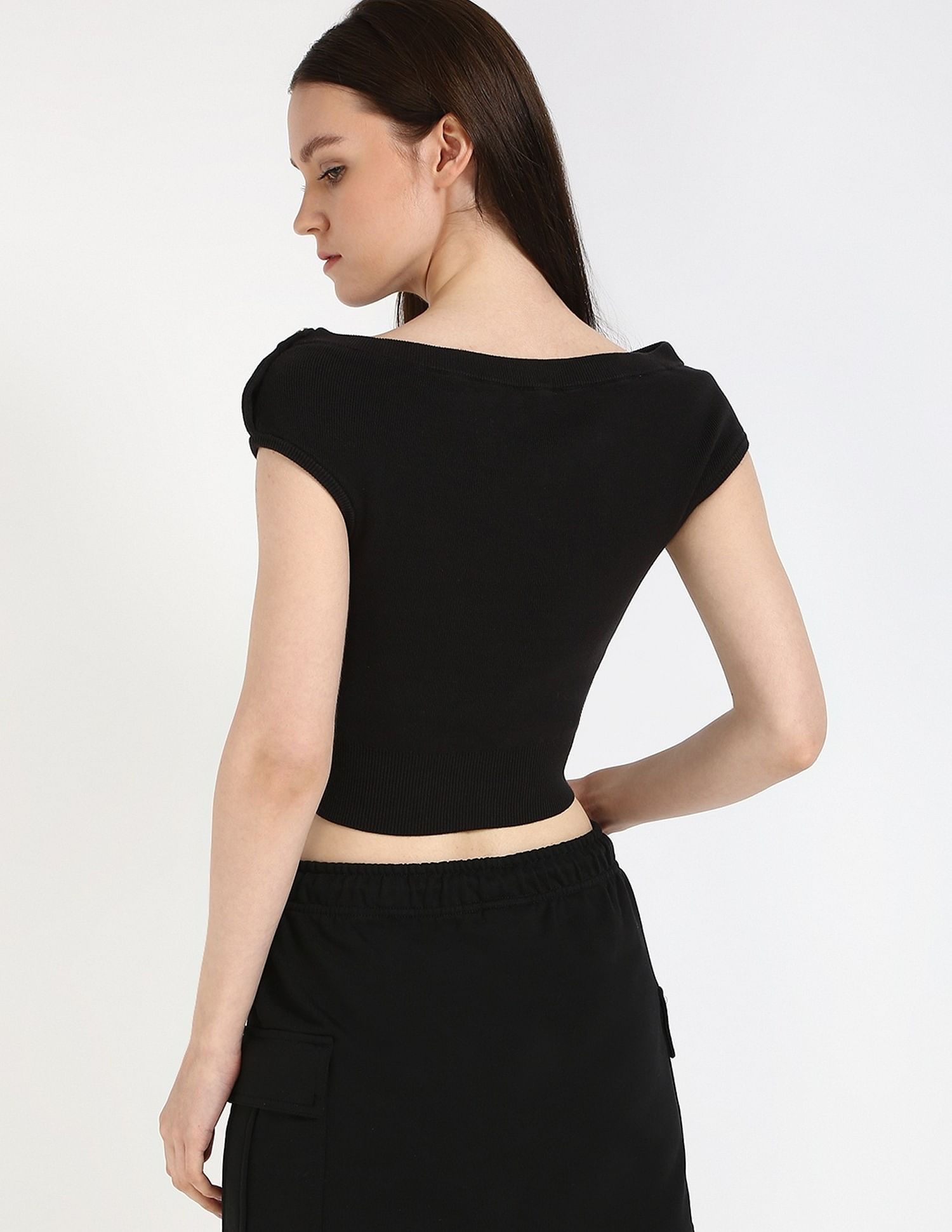 Tommy Hilfiger Slim-Fit Cotton Boat Neck Crop Top