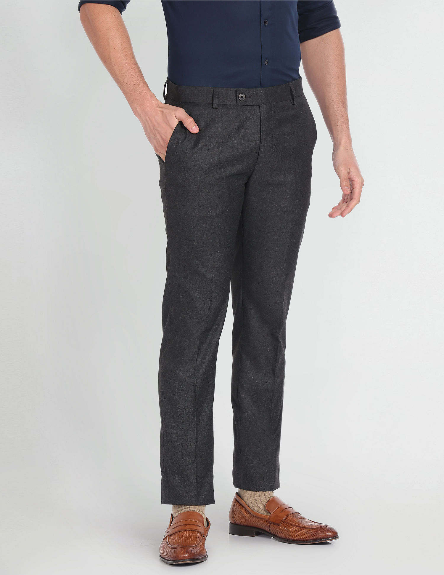 Buy Arrow Sport Mens Solid Khaki Slim Fit Casual Trousers Online - Lulu  Hypermarket India