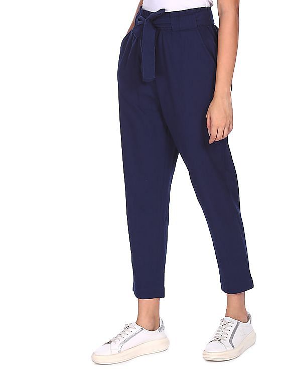 Buy SAARA Women Navy Blue Formal Trouser 34 at Amazonin