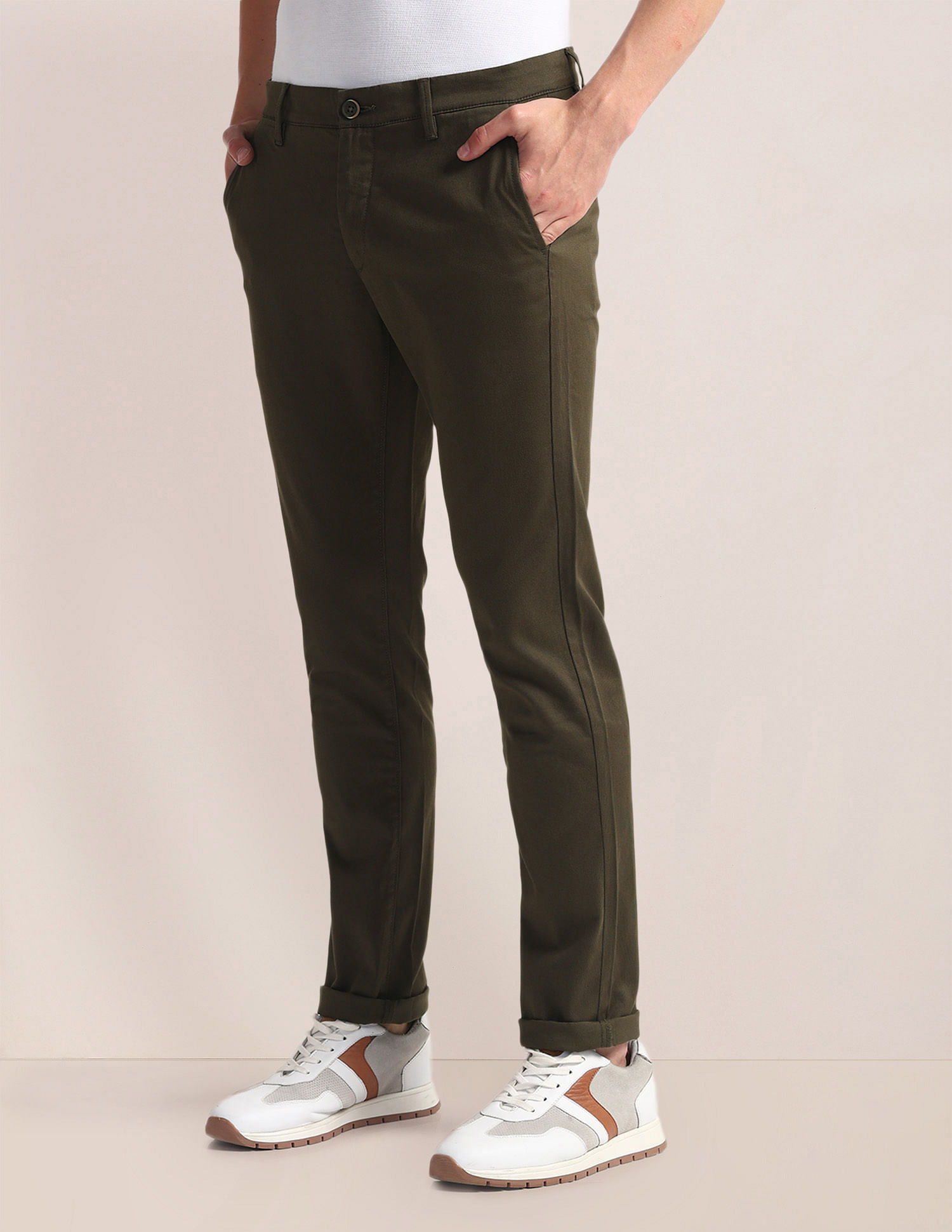 U.S. Polo Assn. Geometric Print Slim Twill Trousers
