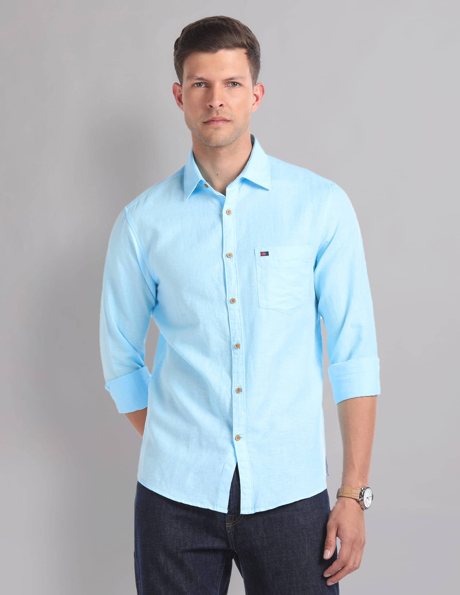 Buy AD by Arvind Cotton Linen Slim Summer Shirt - NNNOW.com