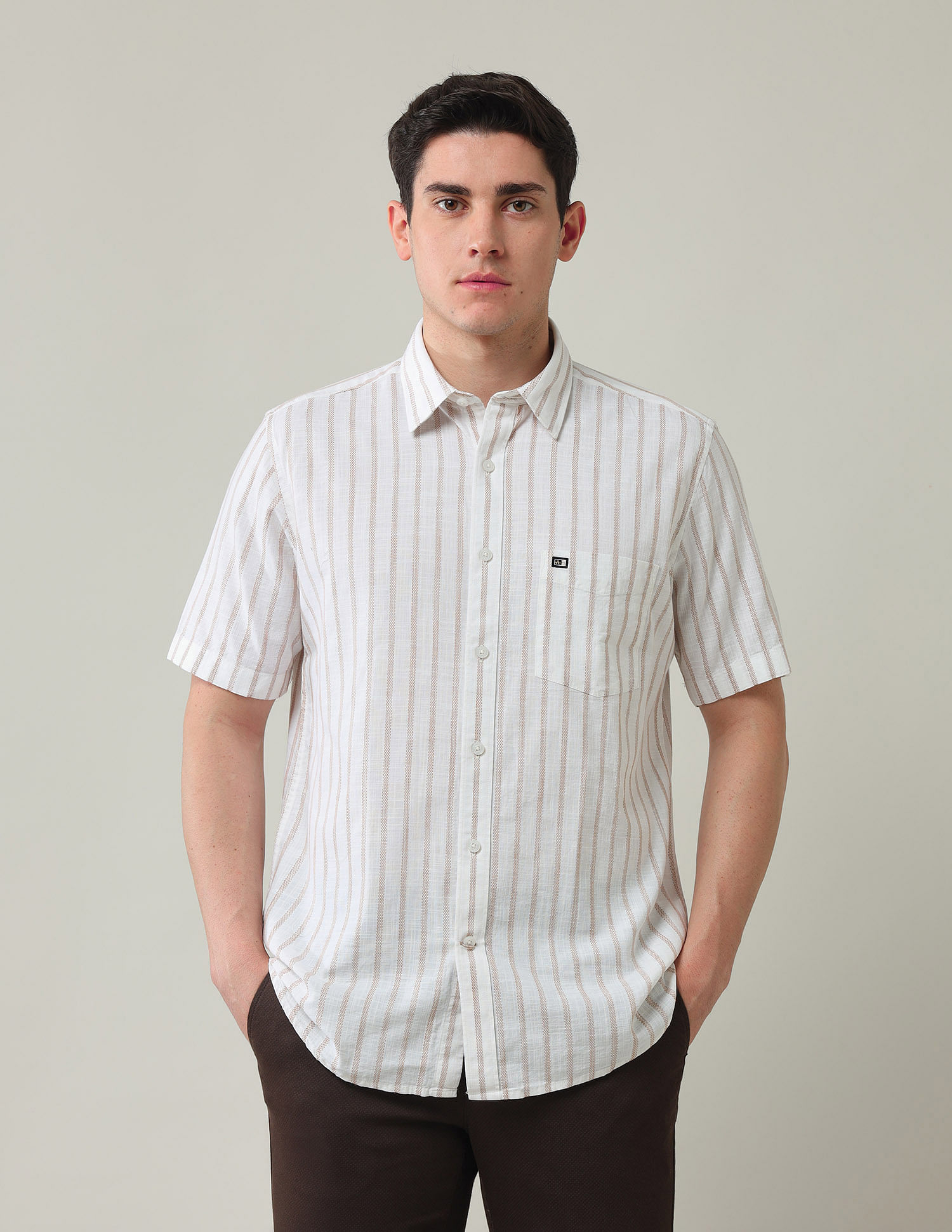 Arrow Sport Vertical Striped Dobby Shirt