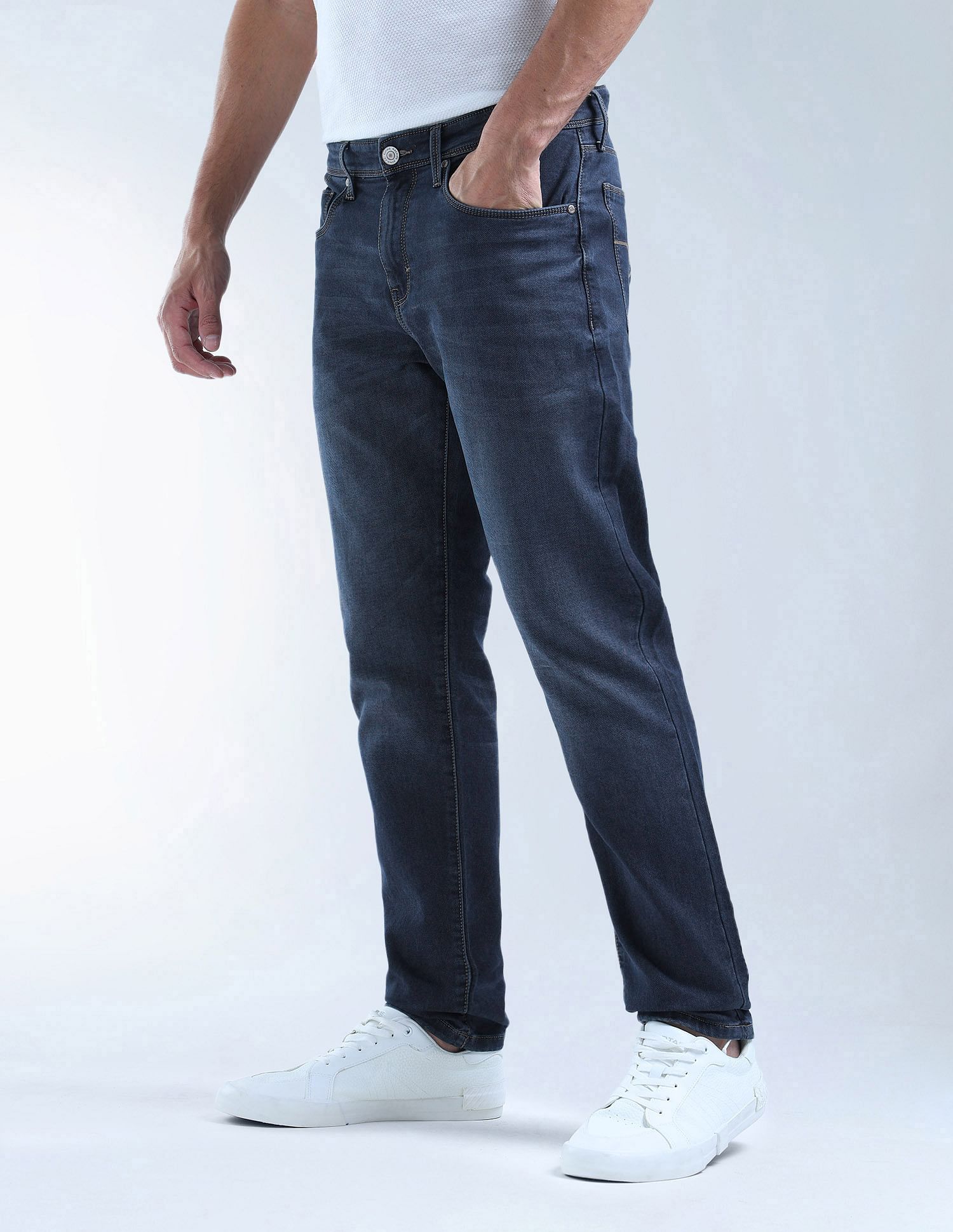 Flying Machine Slash Slim-Tapered Fit Flex Knit Max Jeans