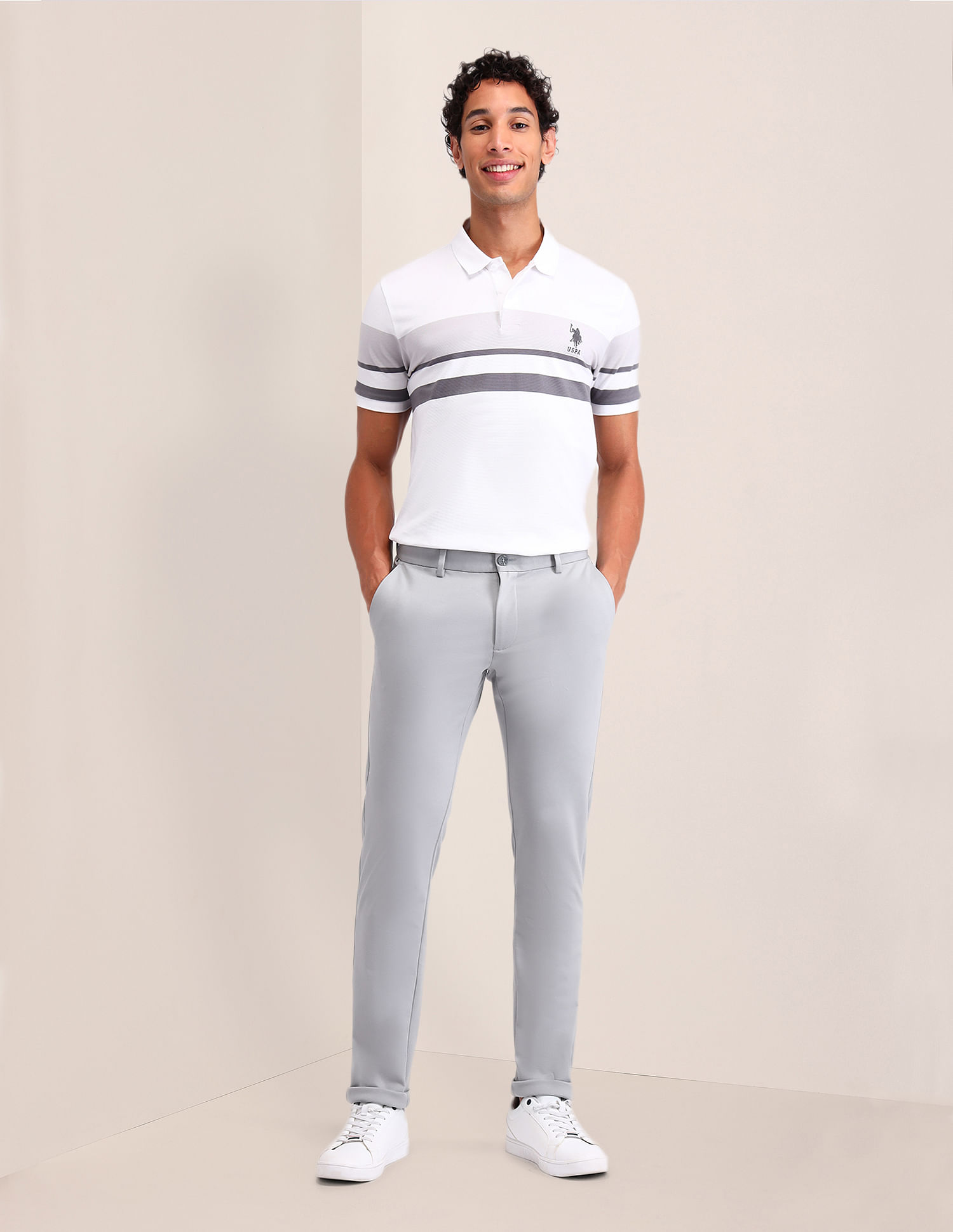 U.S. Polo Assn. Austin Slim Fit Solid Trousers