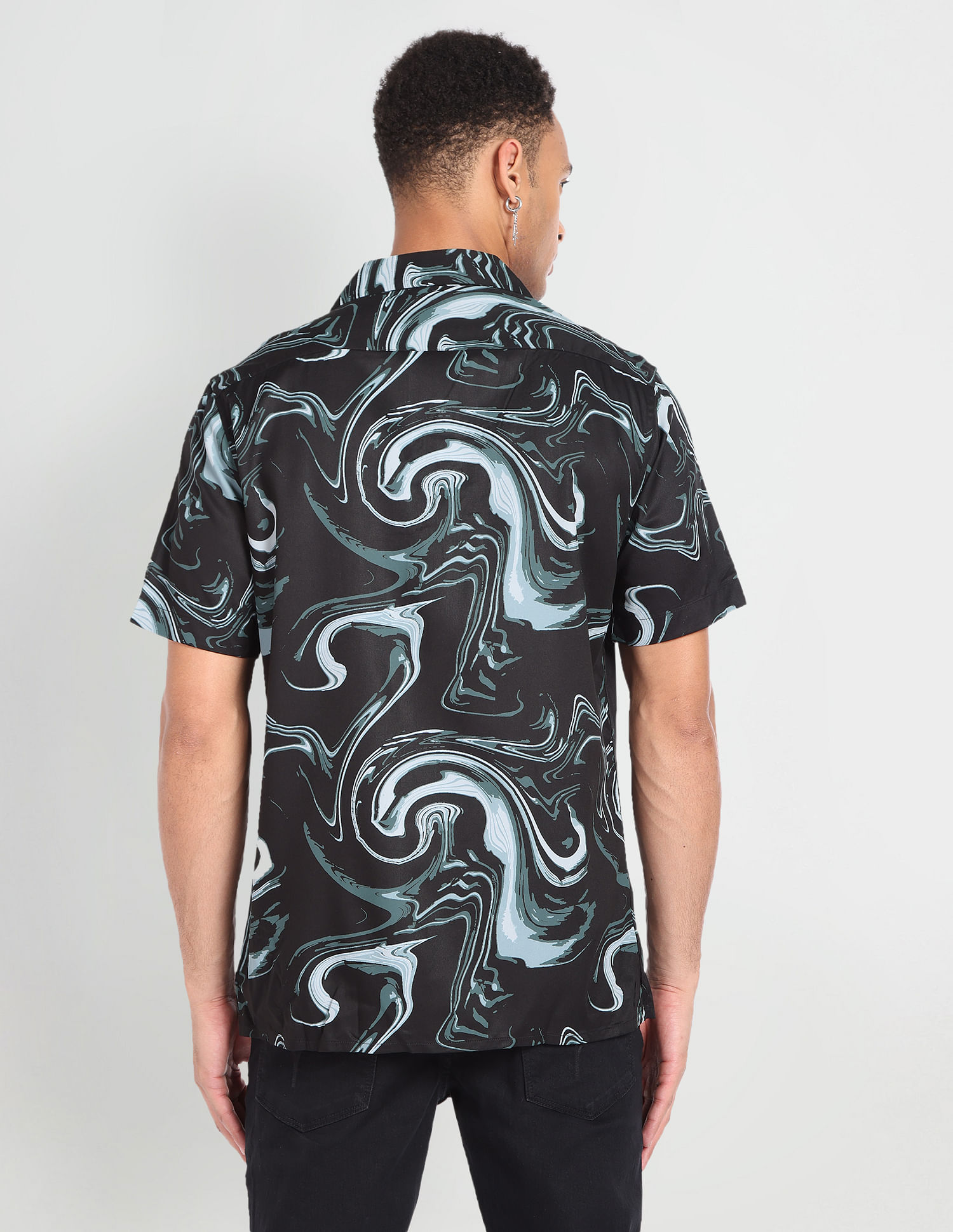 Flying Machine Cuban Collar Viscose Shirt