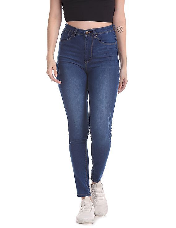 Flying Machine Women Betty Slim Fit Whiskered Jeggings