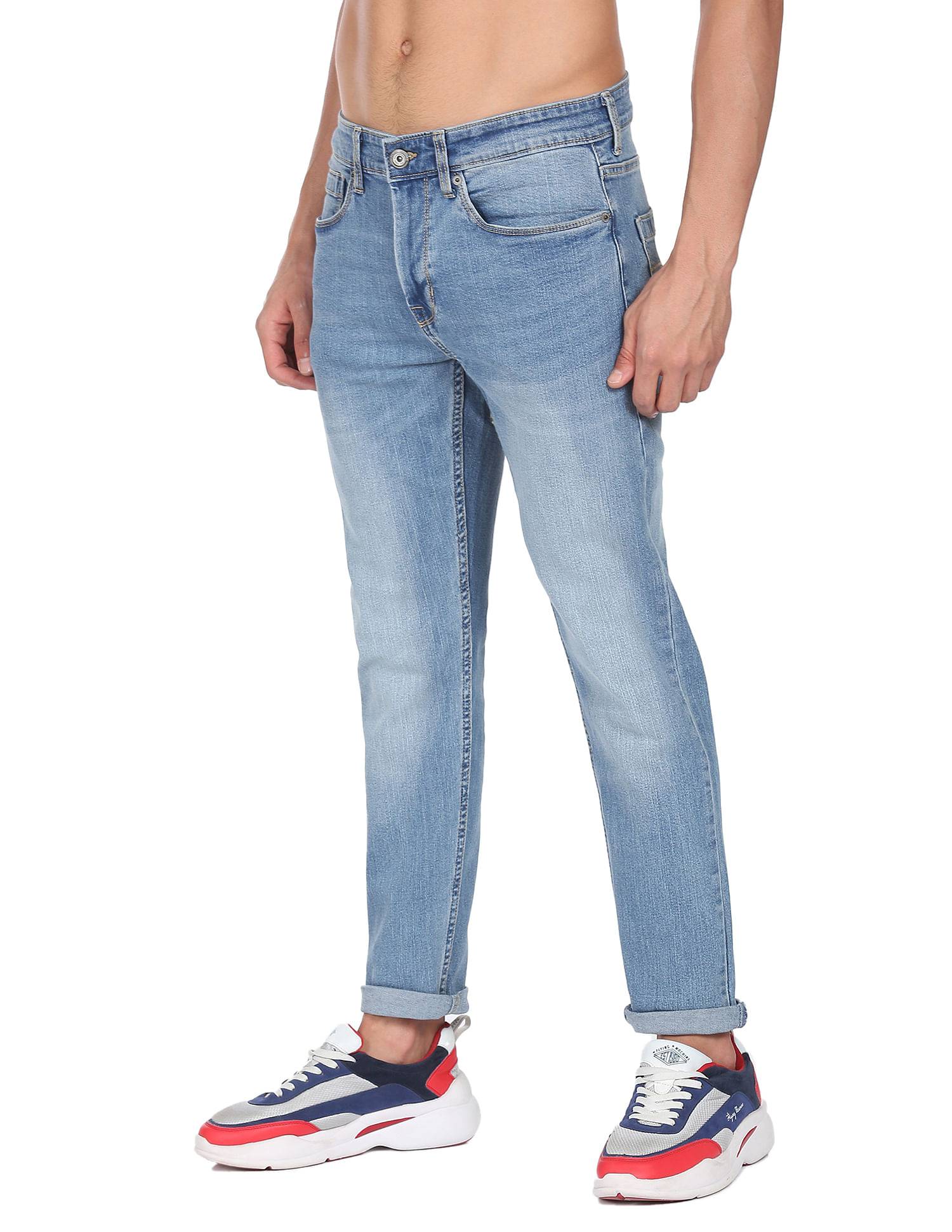 Flying Machine Slash Slim Tapered Fit Stone Wash Jeans
