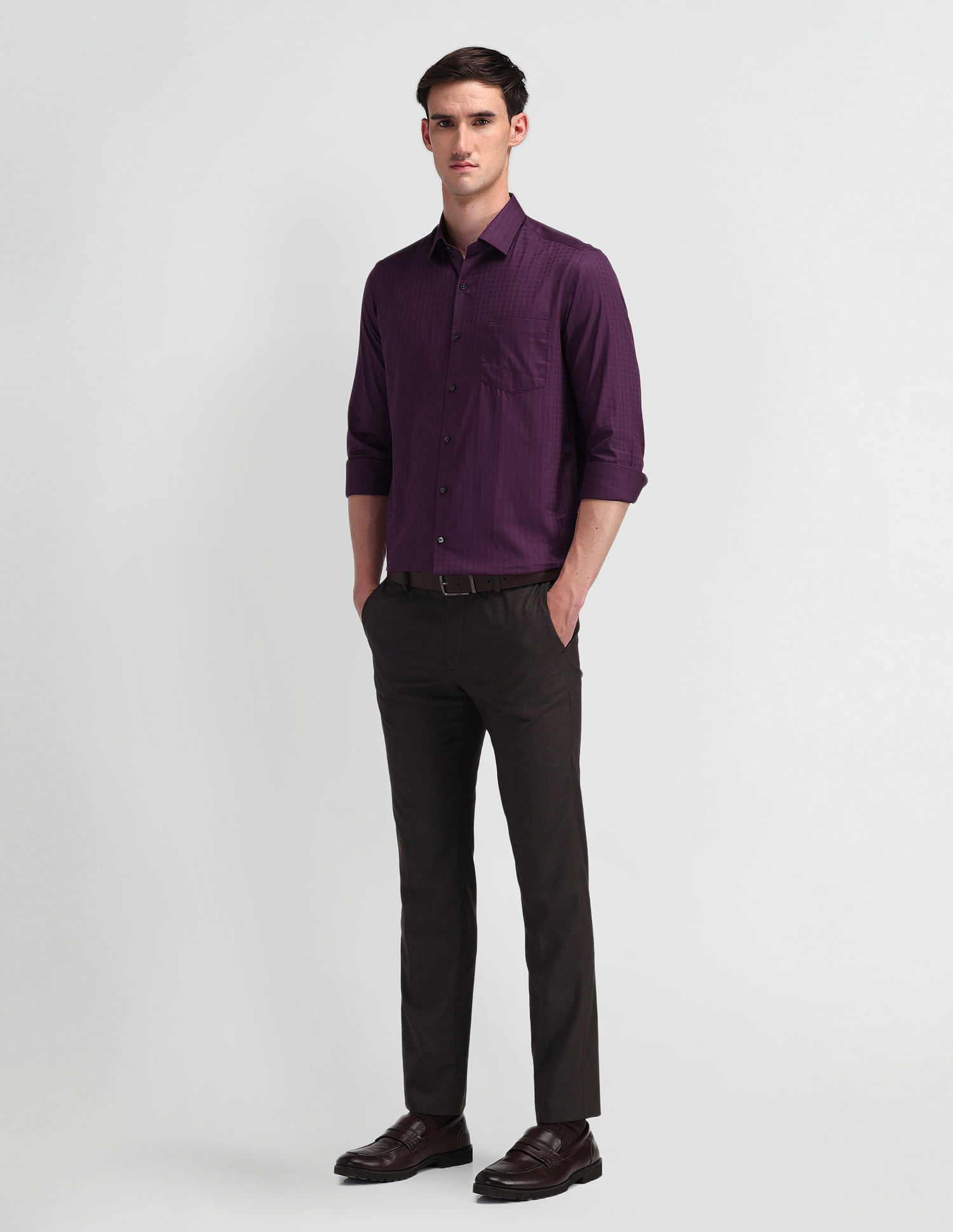 Arrow Manhattan Slim Fit Windowpane Checked Shirt