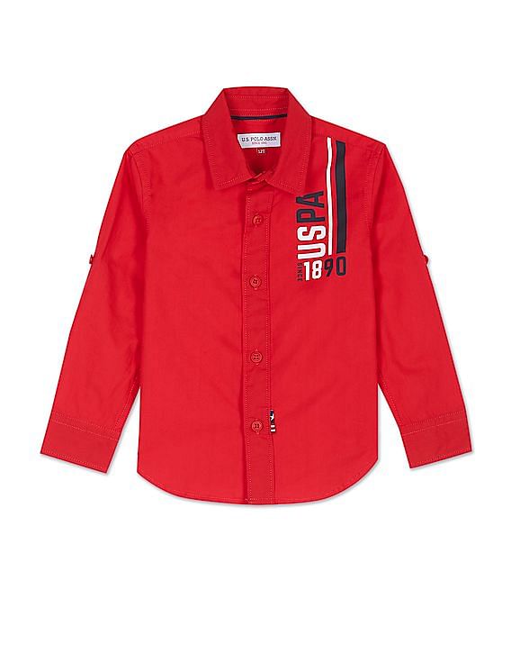 U.S. Polo Assn. Kids Boys Logo Solid Pure Cotton Shirt