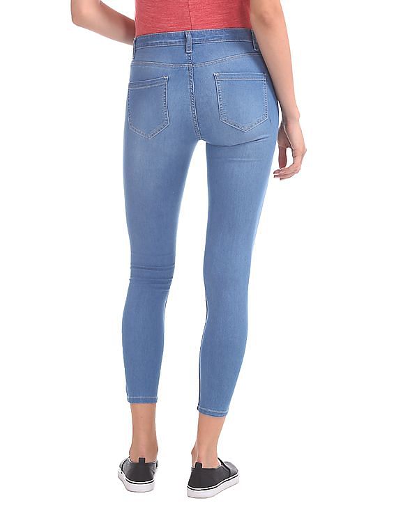 Flying Machine Women Mid Rise Cropped Jeggings