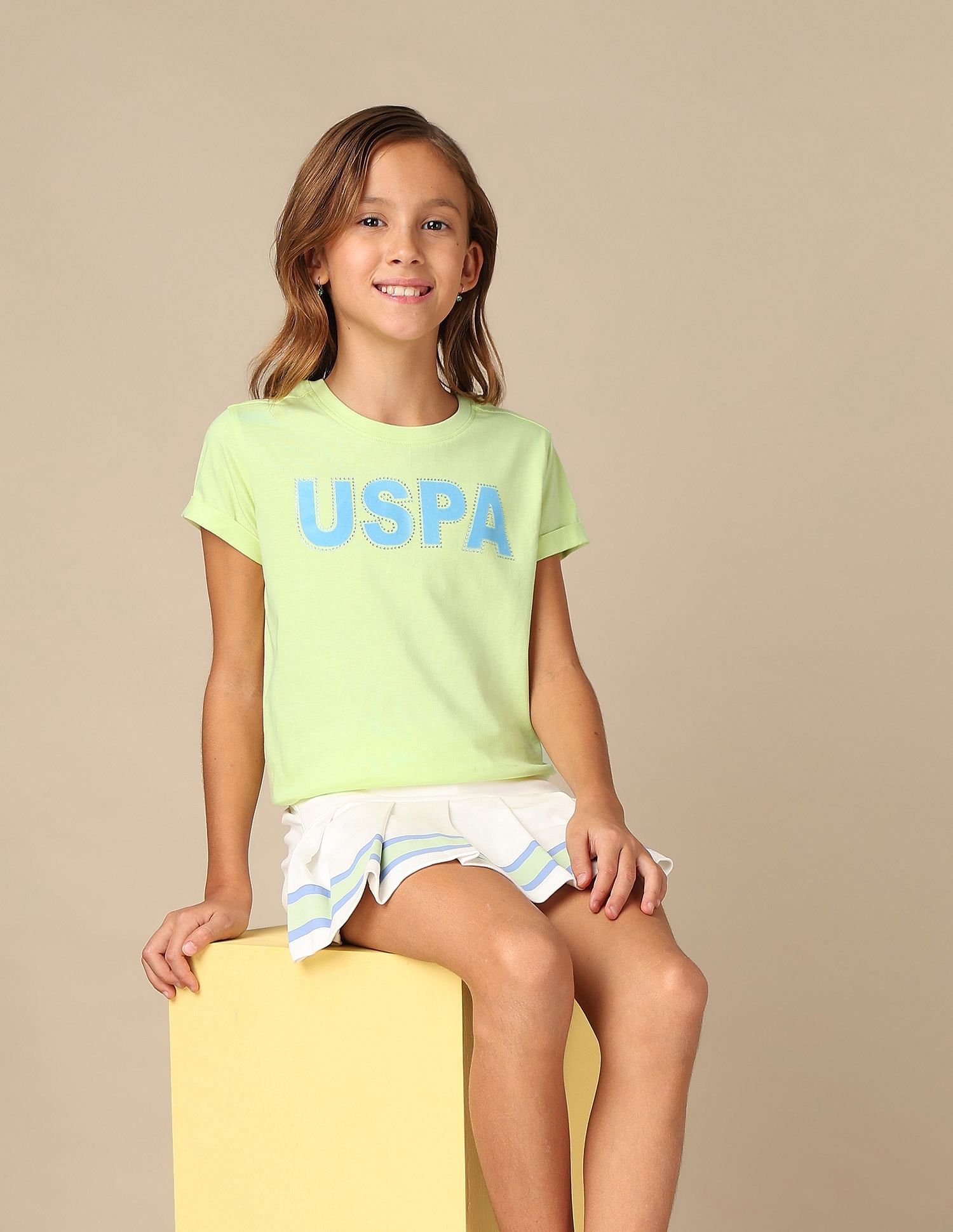 U.S. Polo Assn. Kids Girls Flock Print Relaxed Fit T-Shirt