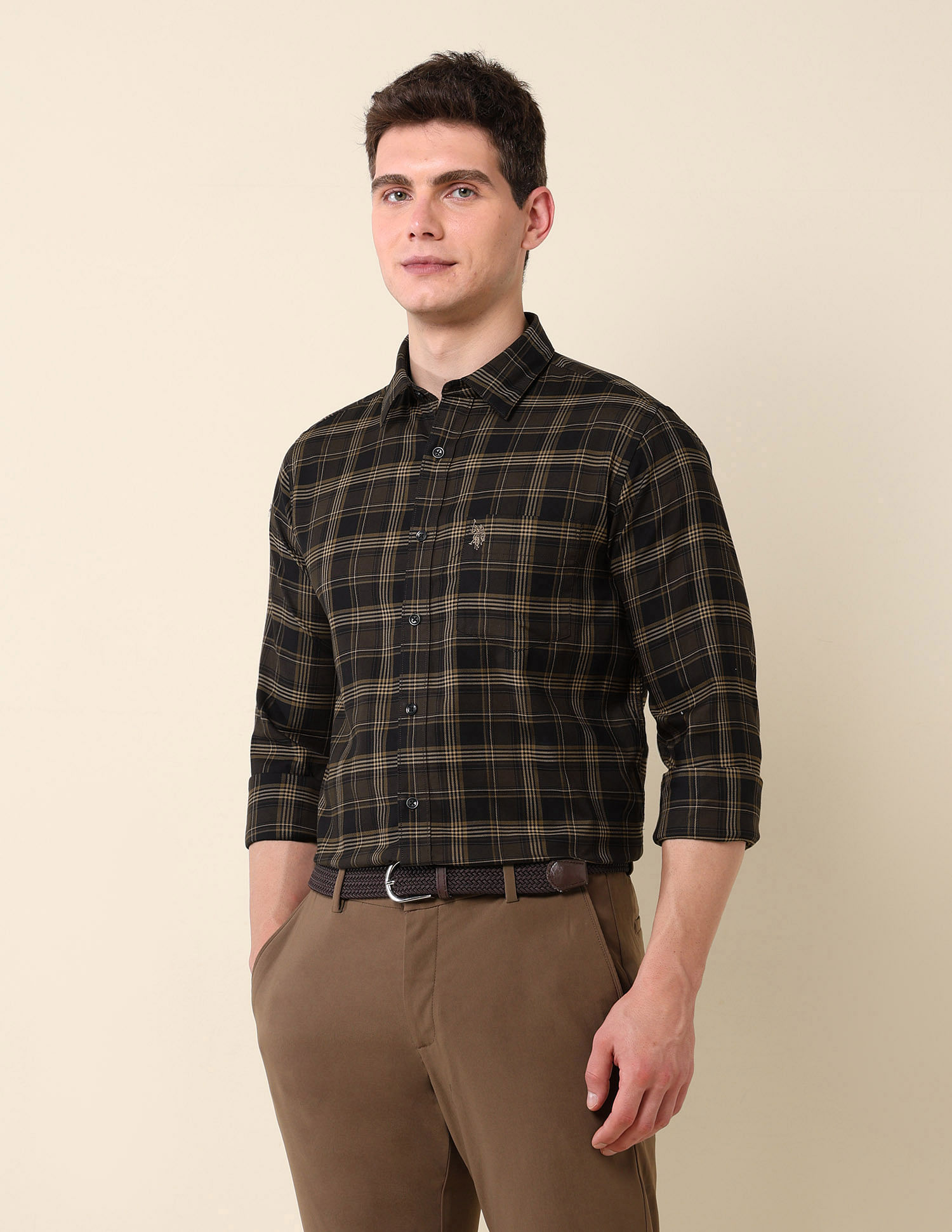 U.S. Polo Assn. Grid Tattersall Checked Pure Cotton Shirt