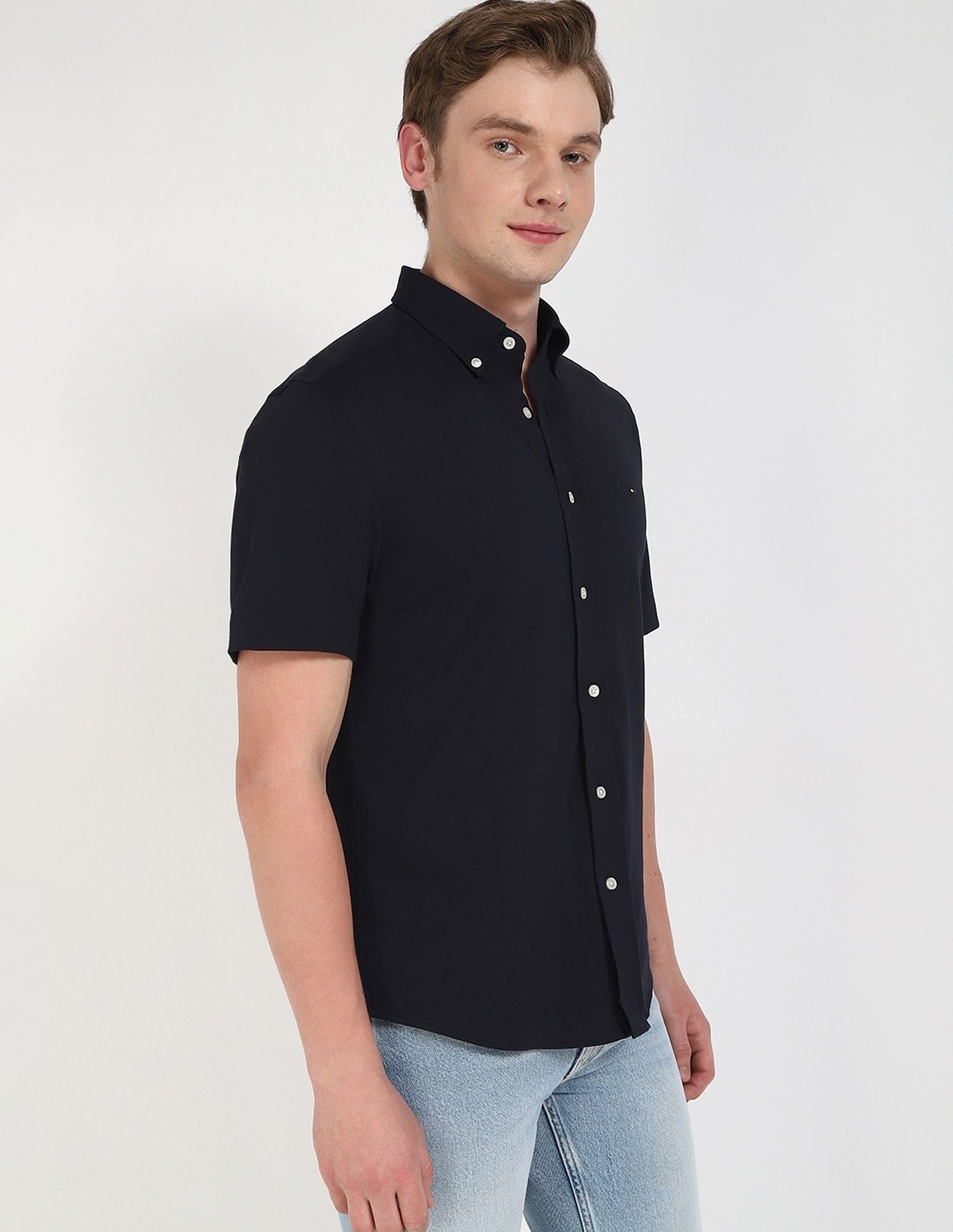 Tommy Hilfiger Solid Regular-Fit Cotton Shirt