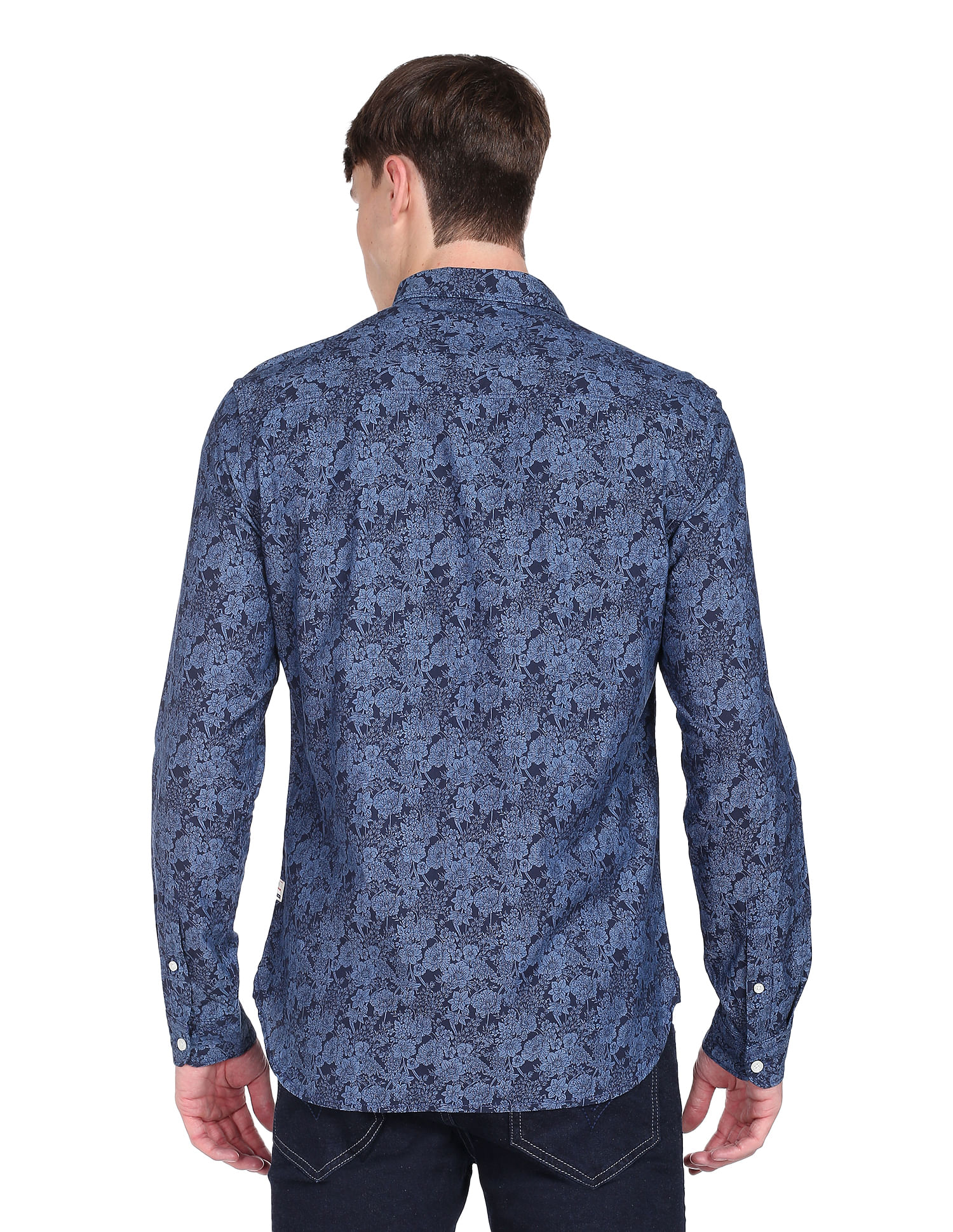 Flying Machine Button-Down Collar Floral Print Shirt