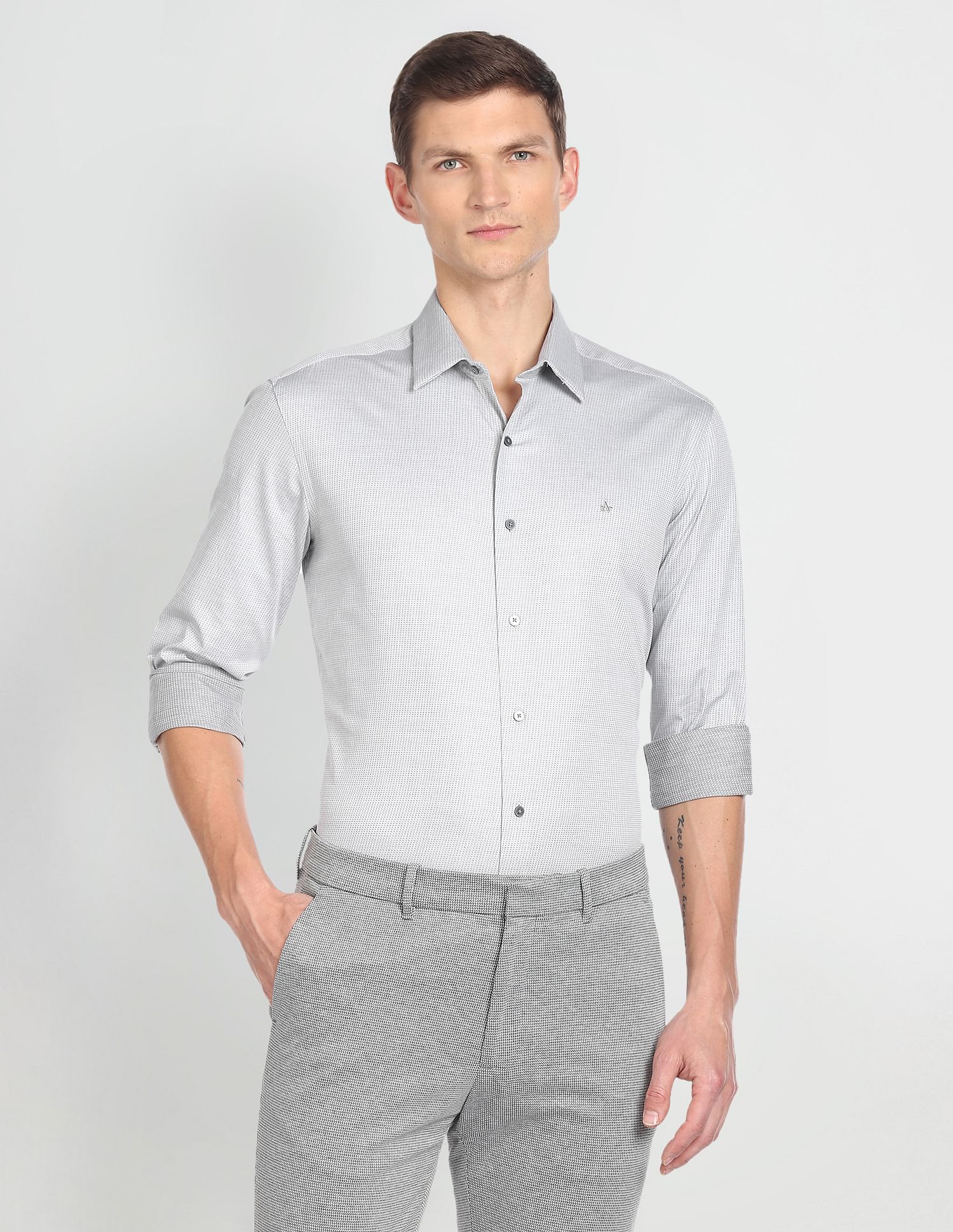 Arrow Newyork Geometric Patterned Manhattan Slim Fit Shirt